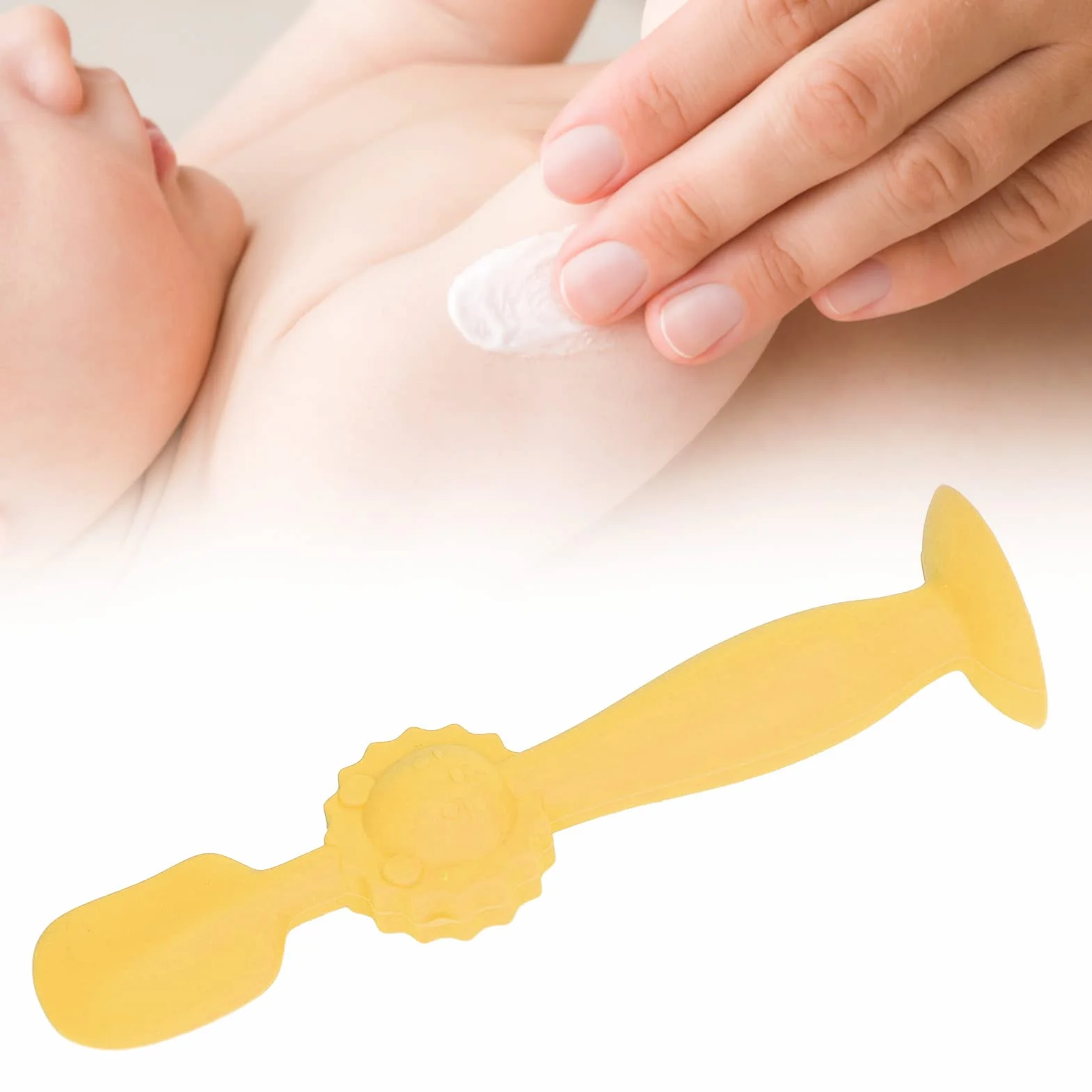 Baby Butt Cream Applicator, Mini dla dziecka Butt Cream Silikon Diaper Rash Cream Brush Butt Spatula Butt Spatula Baby Niezbędniki dla chłopców i dziewcząt (Żółty)