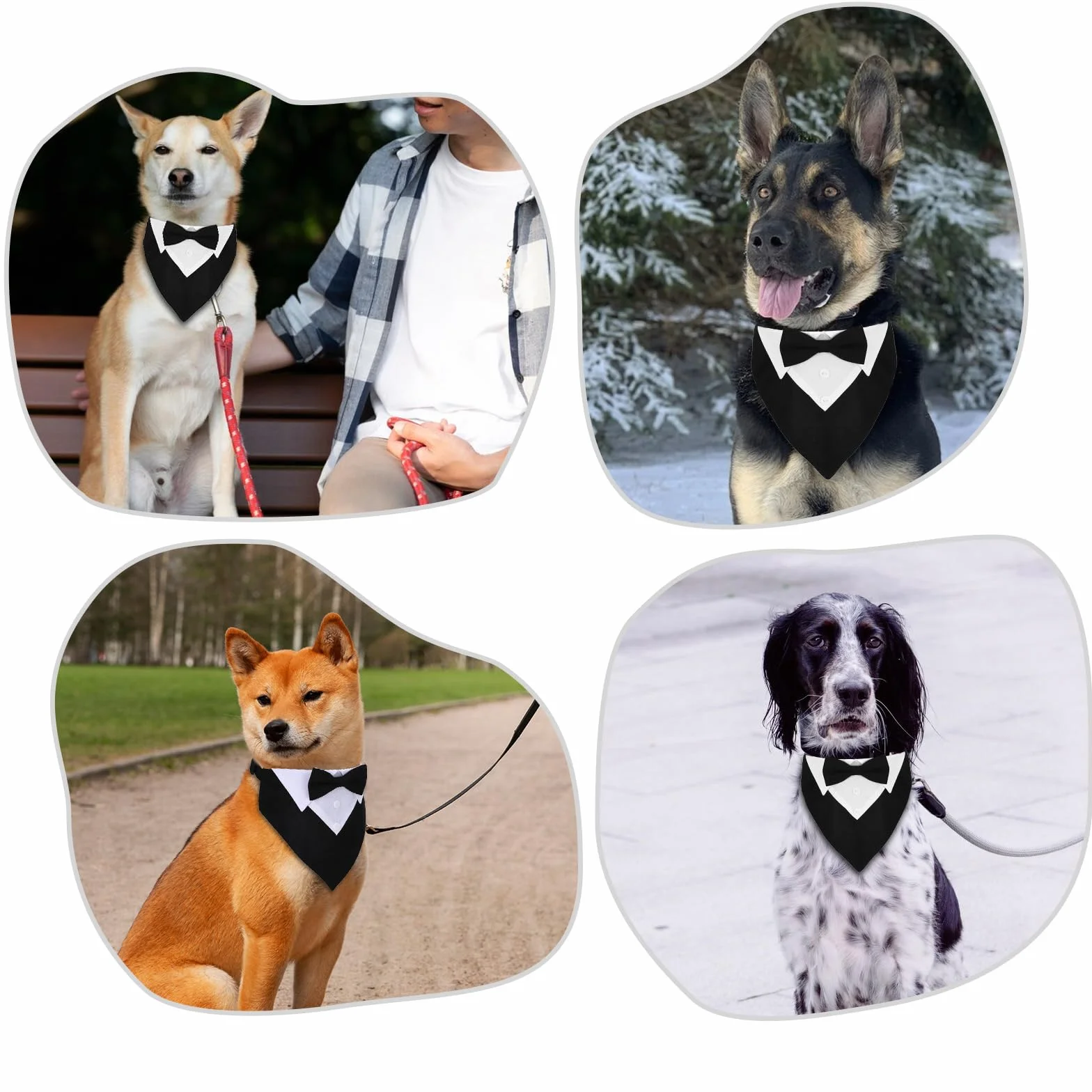 Formalna bandana smokingowa dla psa, bandana dla psa, tuxedo, bawełniana, formalna obroża dla psa, na wesele, imprezę, regulowana, krawat, dla zwierząt domowych, muszka, L