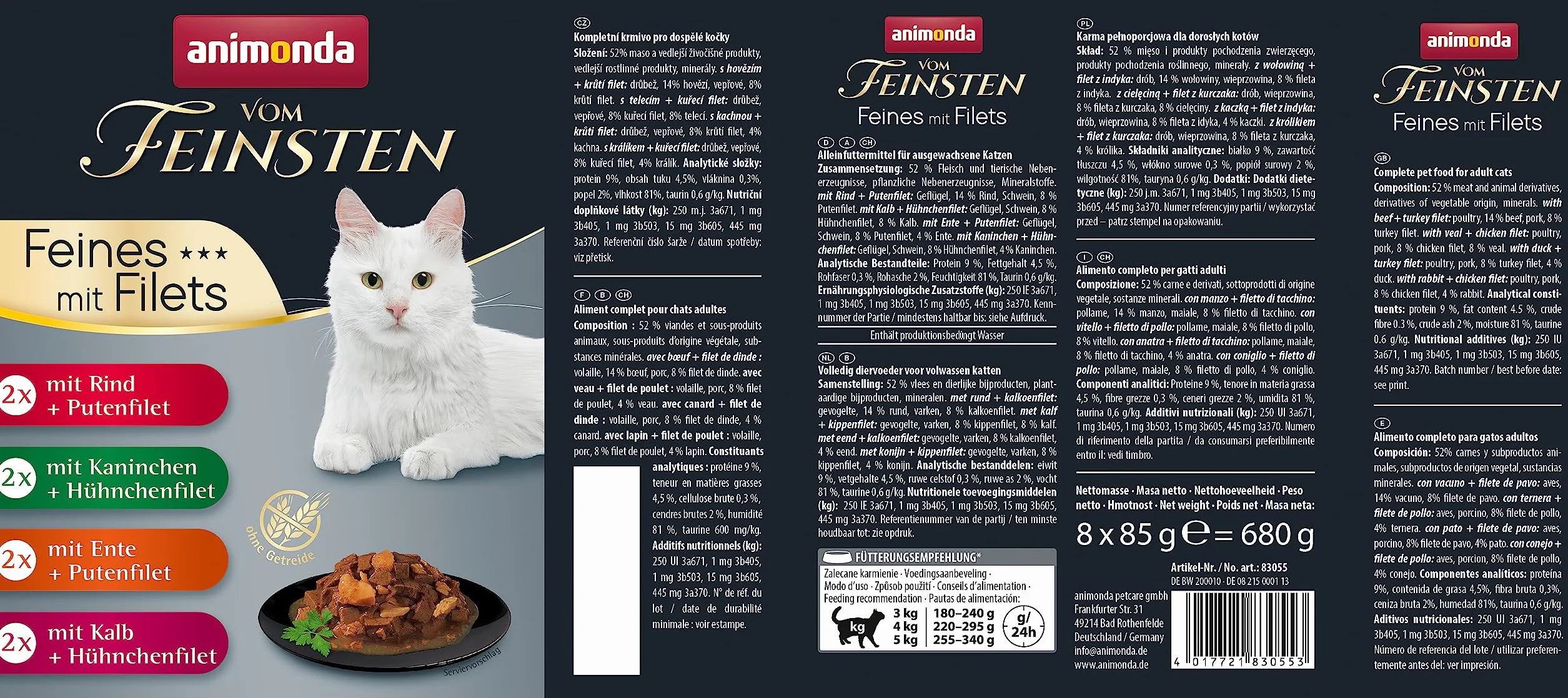 Animonda Vom Feinsten Karma dla Kotów, Mix Smaków, 8 x 85 g