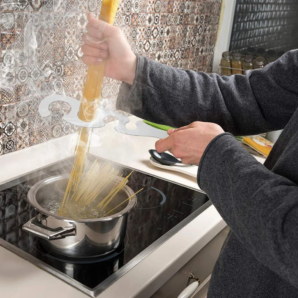 Narzędzie do pomiaru makaronu spaghetti z makaronem, 4 otwory ze stali nierdzewnej miernik spaghetti kontrola porcji makaronu pomiar makaronu miara gotowanie kuchnia ciasto linijka