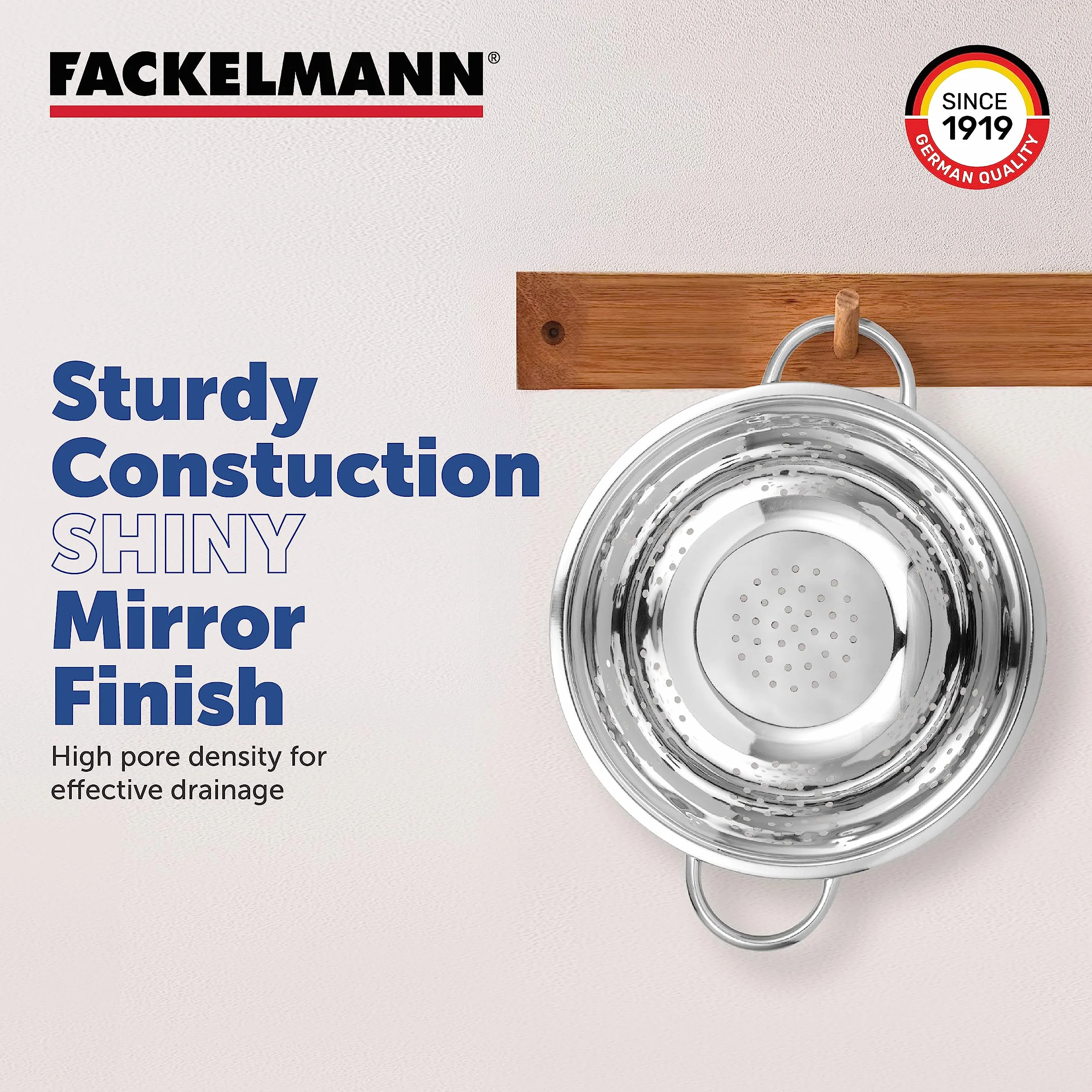 Fackelmann Durszlak, Stal Nierdzewna, Srebrny, 24 cm