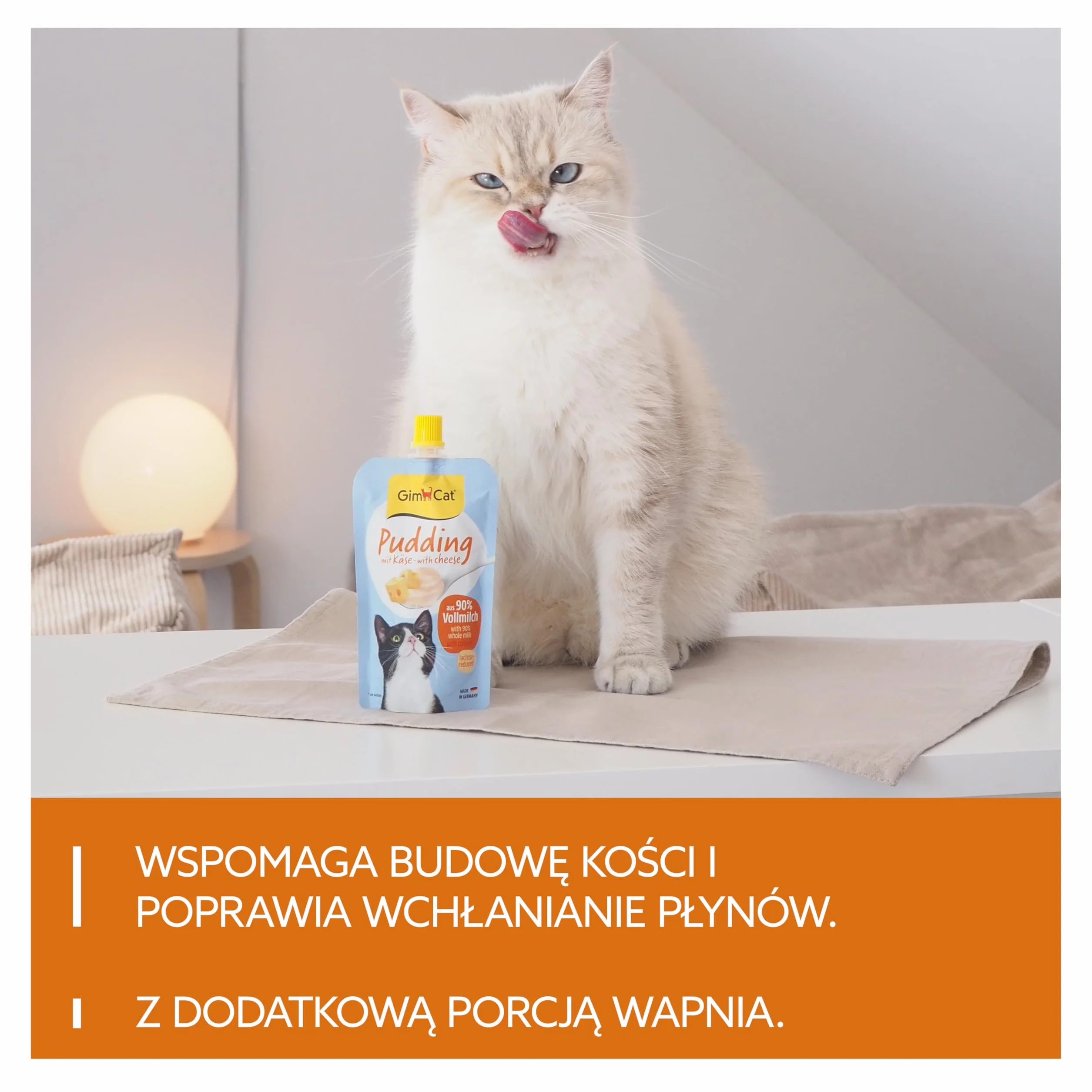 GimCat Pudding z serem kremowa przekąska z wapniem 100 g