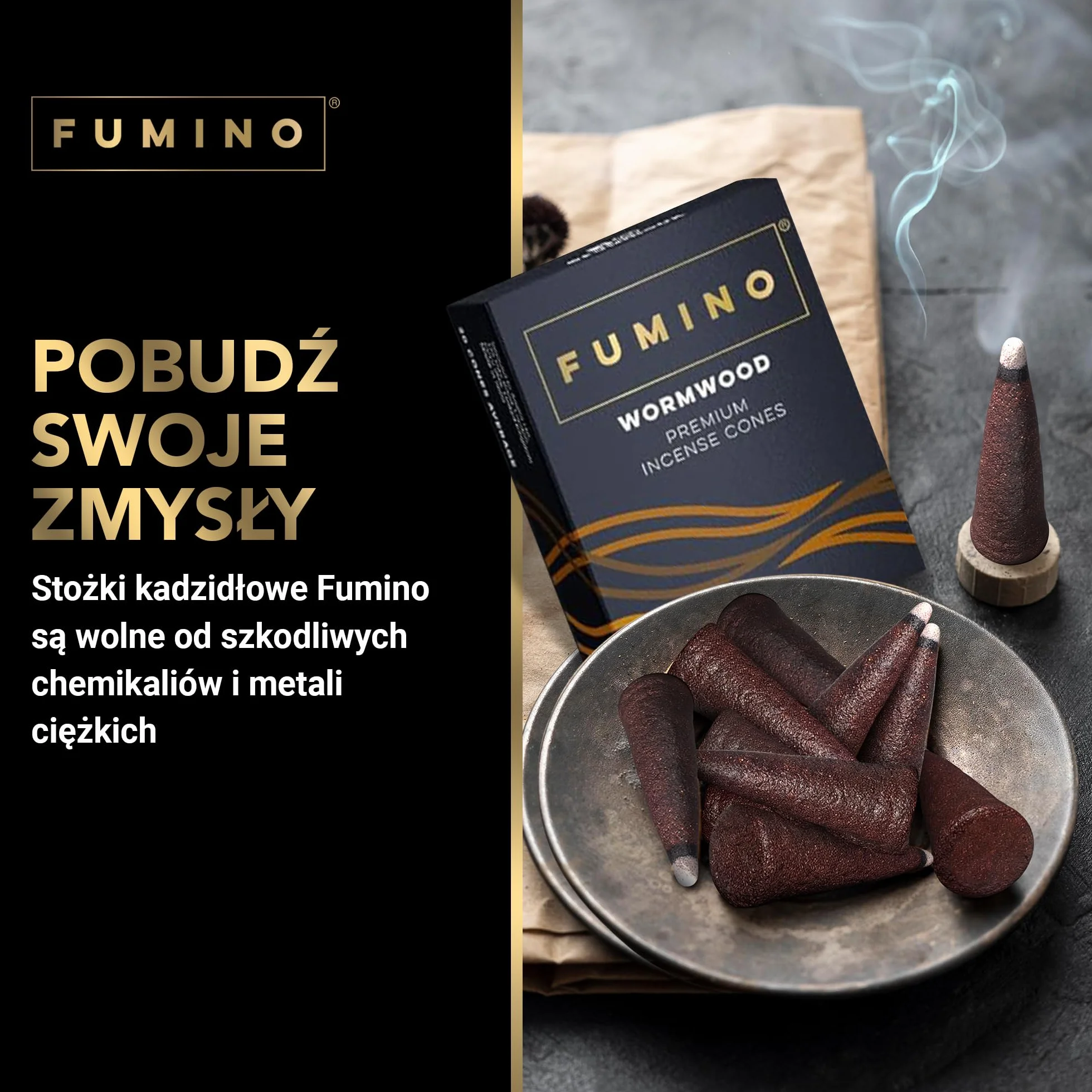 Fumino® Zapach Klasycznego drzewa sandałowego – świeże kadzidełka stożkowe, 15 sztuk w opakowaniu, Masala Agarbatti Joss, zapach do relaksu i medytacji, dekoracja domu