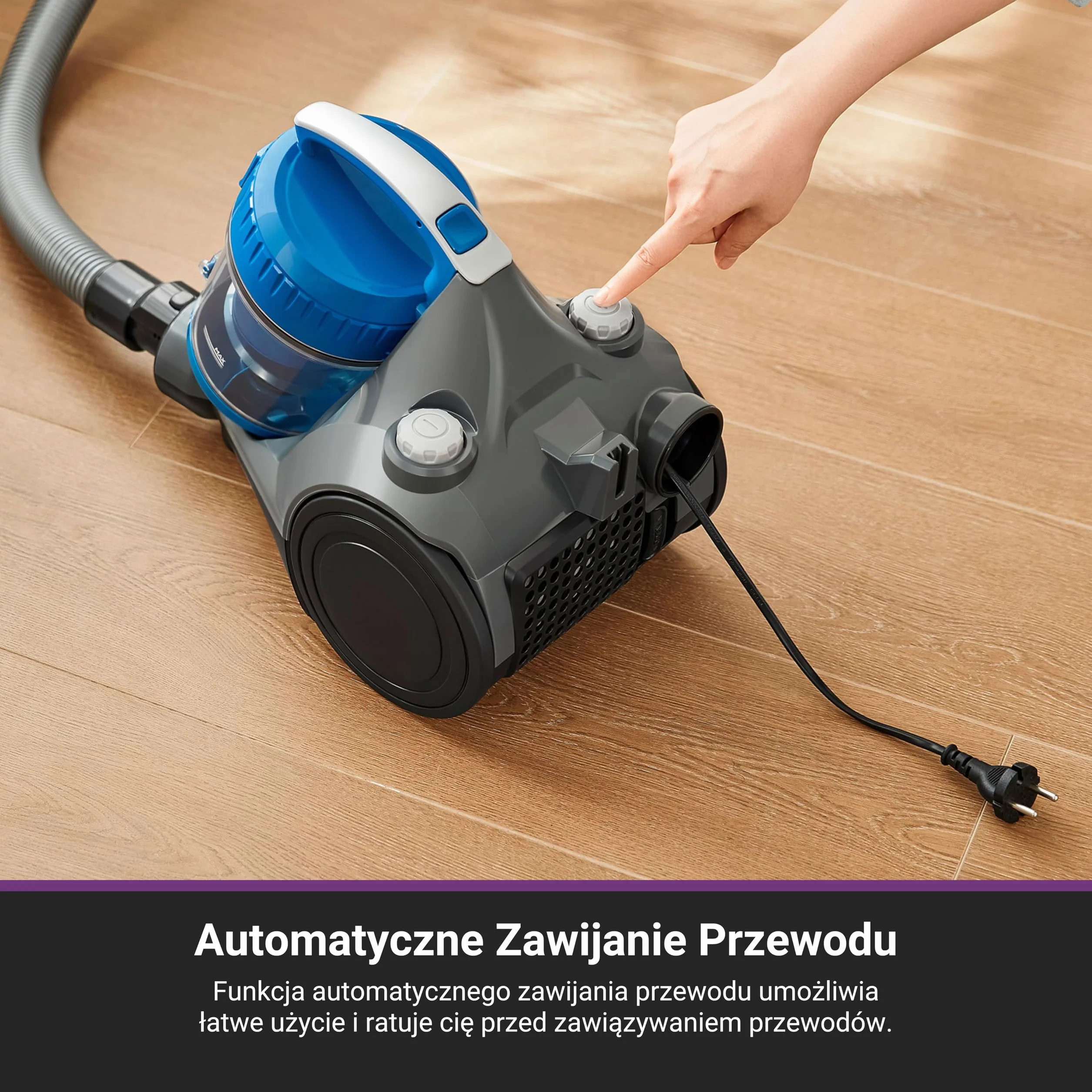 Eureka WhirlWind odkurzacz bezworkowy mocny, kompaktowy i lekki, do podłóg twardych i dywanów, filtr HEPA, promień działania 8 m, 700 W, 1,5 l, niebieski