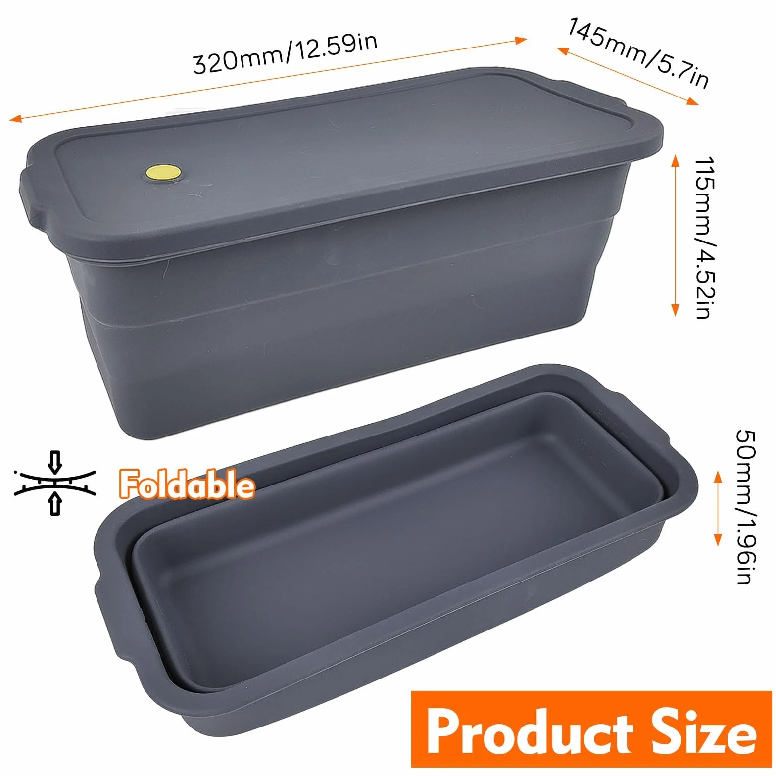 Prostokątna forma do chleba z pokrywką, silikonowe foremki do ciast, 3500 ml, składane, nadające się do mycia w zmywarce i odporne na ciepło, silikonowa forma do ciasta i chleba, tosty