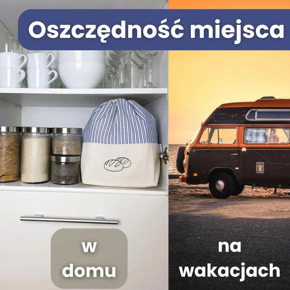 slowroom Worek na chleb do przechowywania chleba i utrzymania świeżości 3 w 1 – kosz na chleb z materiału – torba na pieczywo z bawełny – chlebak 32 x 35 cm, niebieski