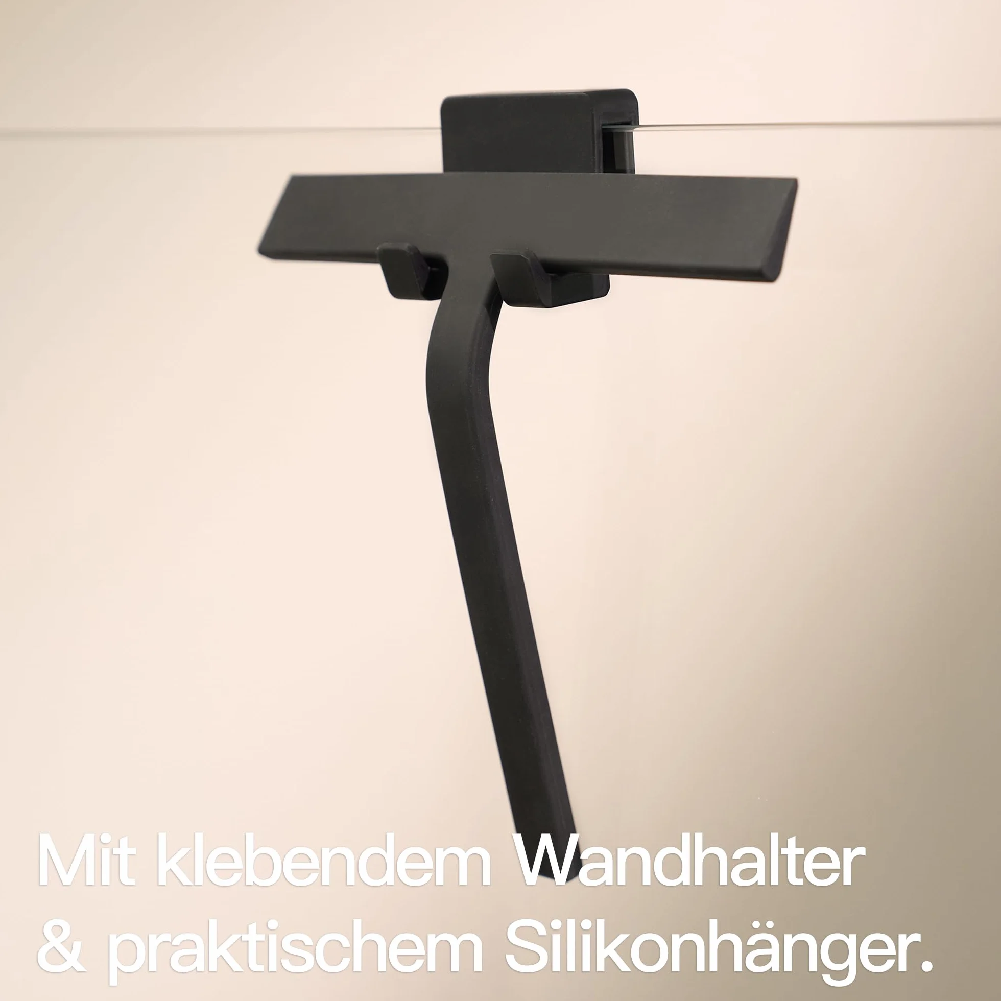 Designfabrik Hamburg Ściągaczka do prysznica | Silikonowy ściągacz do prysznica | Uchwyt ściągaczki do okien bez wiercenia | Nowoczesny design | 23 cm | Czarny