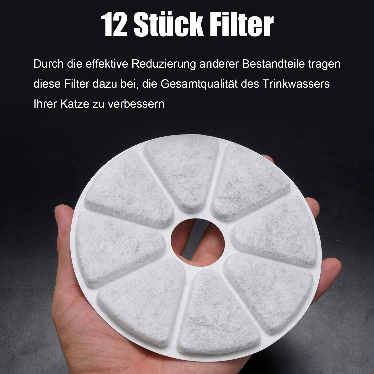 12 filtrów do fontanny dla kotów, zamiennik do fontanny dla kotów Philips PAW3210/02, filtr zamienny z włókniny i węgla aktywnego, potrójny system filtracji