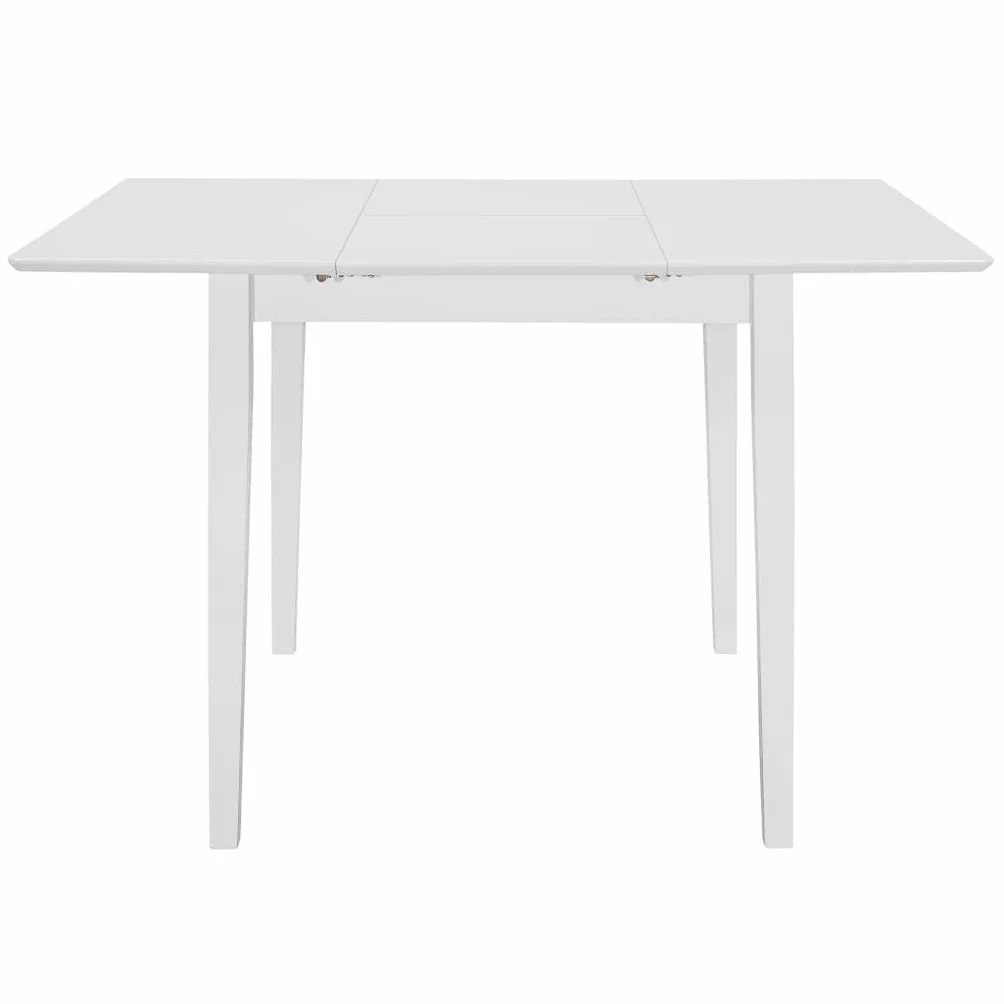 Wysuwany stół do jadalni, biały, 80-120 x 80 x 74 cm, z płyty MDF i litego drewna gumowego, stół kuchenny i stół do jadalni dla rodziny i gości, zajmuje mało miejsca i wszechstronny, na