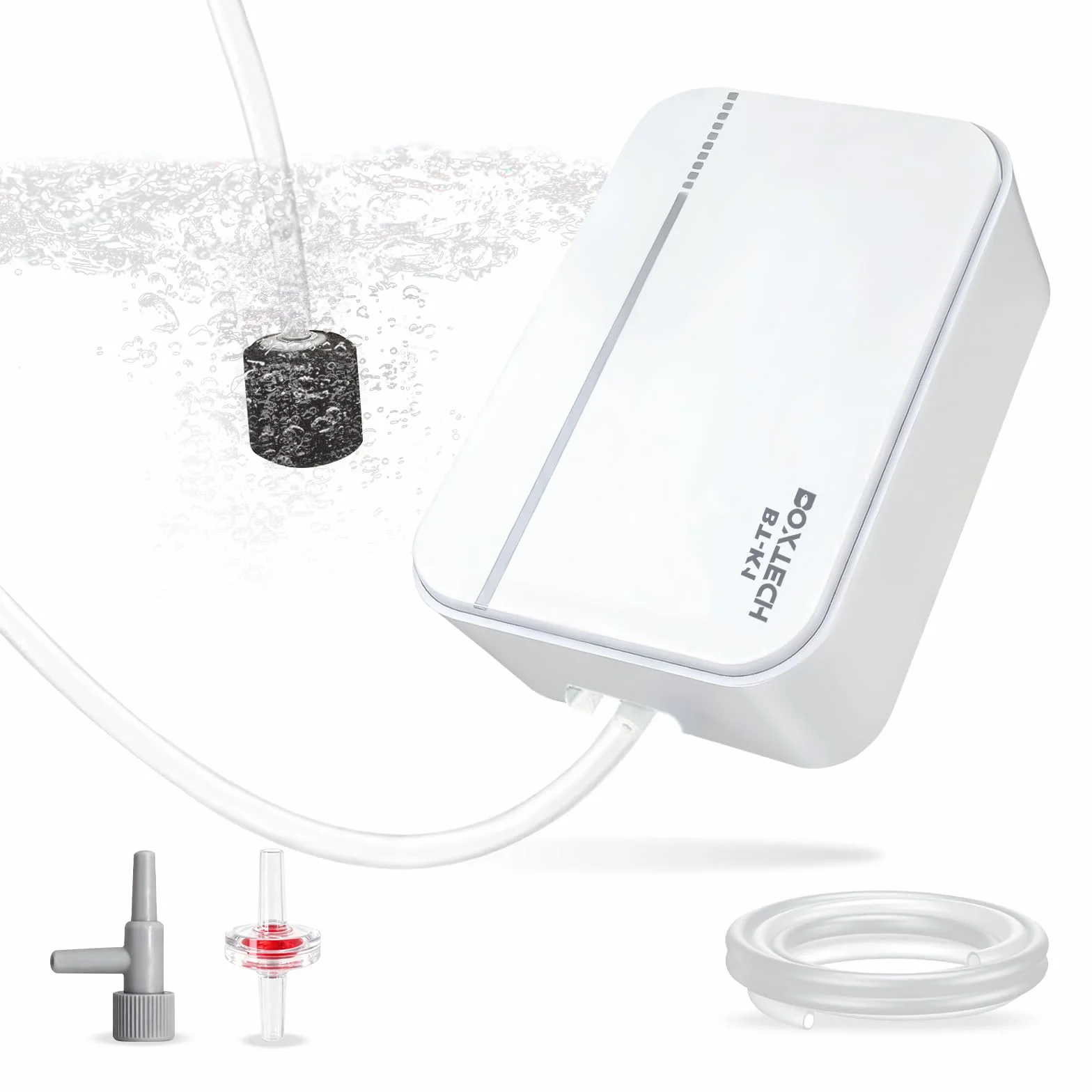 boxtech Pompa powietrza do akwarium, bardzo cicha pompa tlenowa do akwarium, wydajna pompa napowietrzająca do bogatych i drobnych pęcherzyków powietrza (2 W)