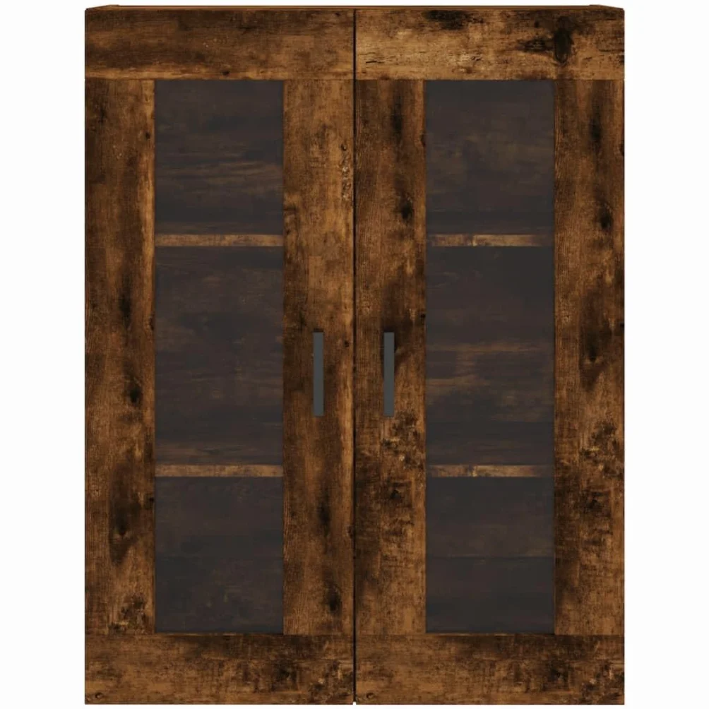 Générique Bufet wysoki Dąb wędzony 69,5 x 34 x 180 cm, szafka do przechowywania z drewna inżynieryjnego z metalowymi nogami, duża przestrzeń do przechowywania do salonu