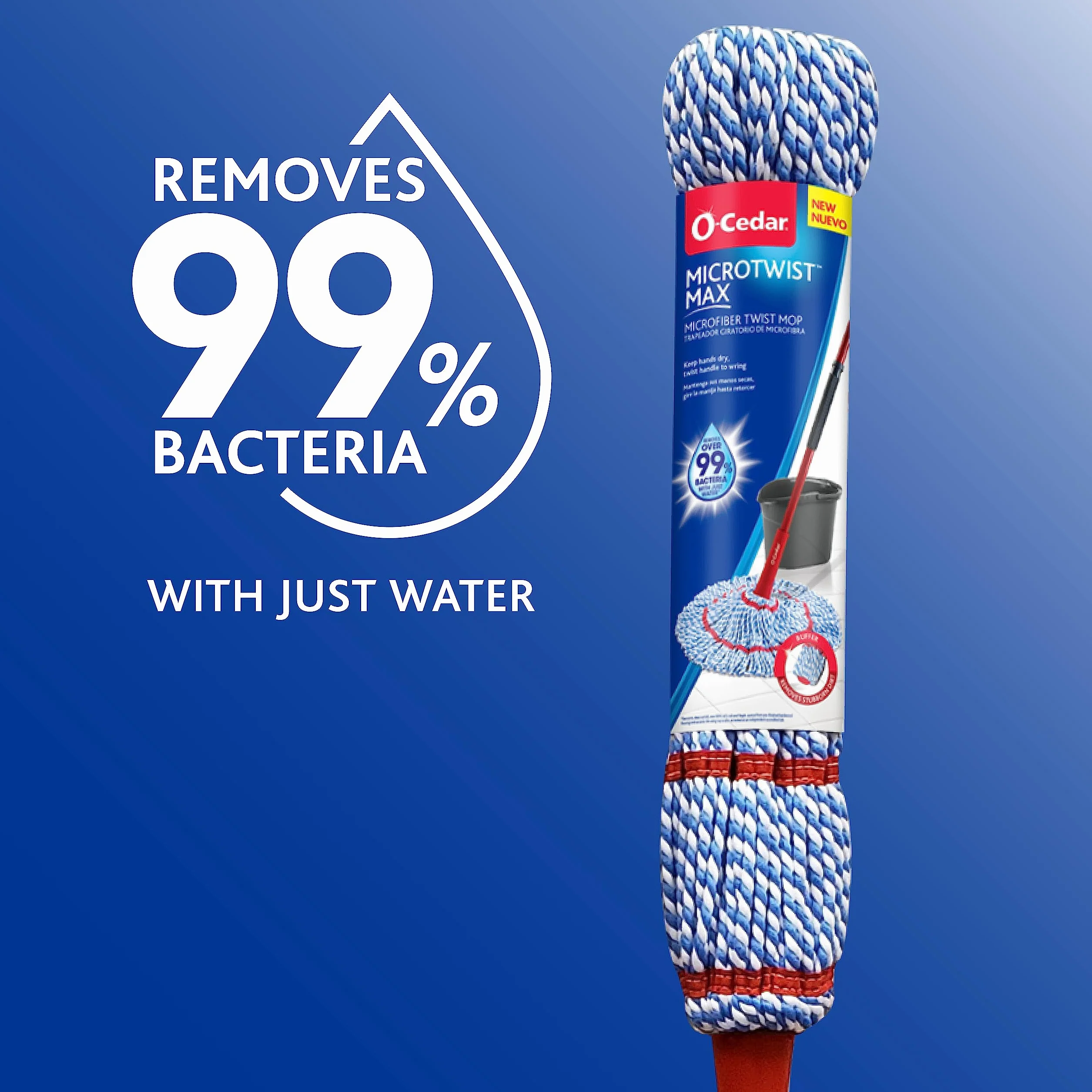 O-Cedar MicroTwist MAX Mop z mikrofibry Twist z 1 dodatkowym wkładem, wyposażony w obsługę bez użycia rąk, bardzo duża głowica mopa 45 cm, bezpieczna do wszystkich rodzajów podłóg