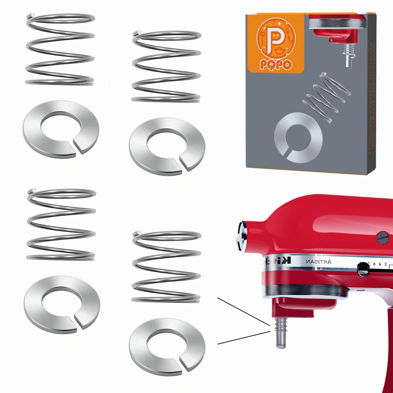 Zestaw sprężyn i podkładek ze stali nierdzewnej kompatybilny z mikserem stołowym Kitchen Aid 3,5/4/5/6/7/8 litrów