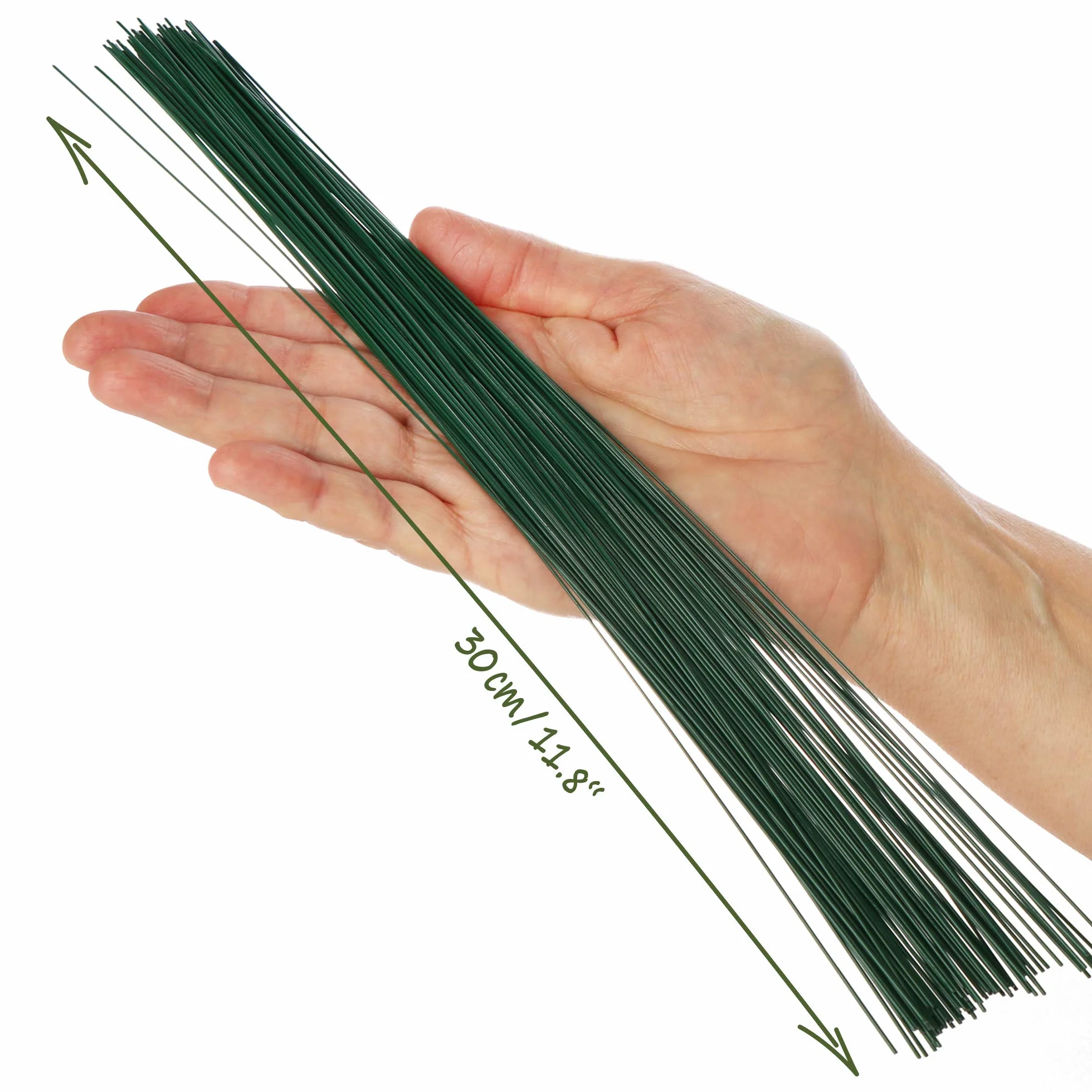 COM-FOUR® 250x drut florystyczny - powlekany do roslin - wtykowy zielony - wiazacy do modelowania i mocowania roslin - 300 x 0,8 mm (250 sztuk - 300 x 0,8 mm)