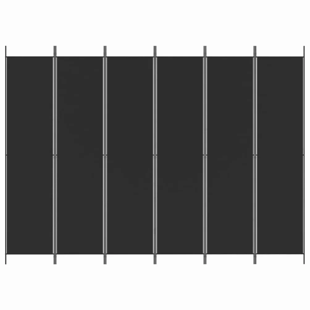 vidaXL Parawan 6-panelowy, czarny, 300x220 cm, tkanina