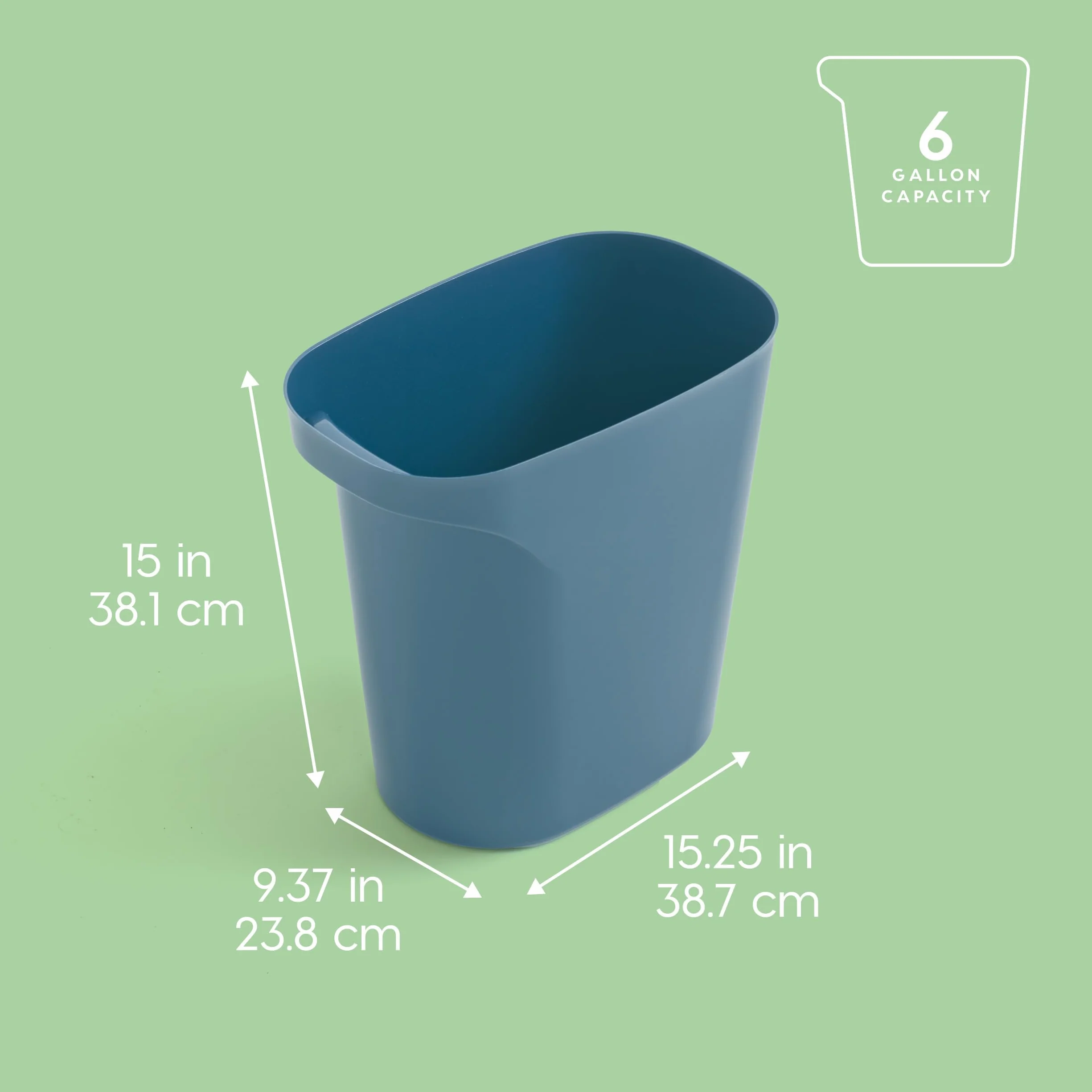 IRIS USA Kosz na śmieci z tworzywa sztucznego, 3 sztuki, z uchwytami, do domu, biura, kuchni, sypialni, łazienki, wykonany z materiałów pochodzących z recyklingu, granatowy