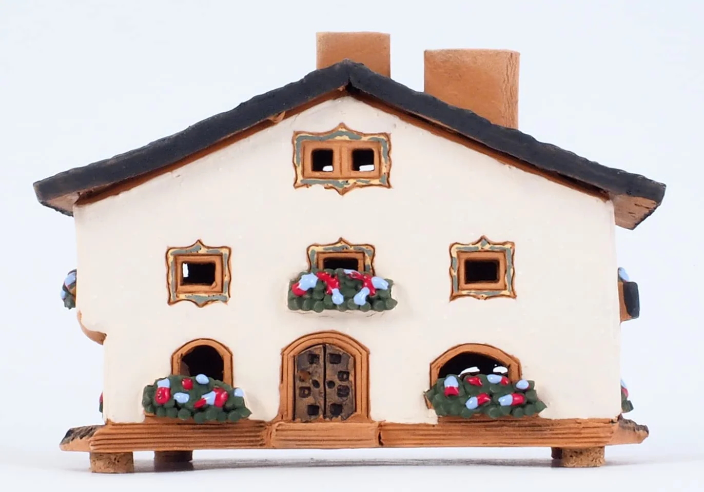 Ceramiczny domek świetlny, rękodzieło, miniaturowa artystyczna skrzynka na biżuterię w Seefeld, Austrii, A237AR