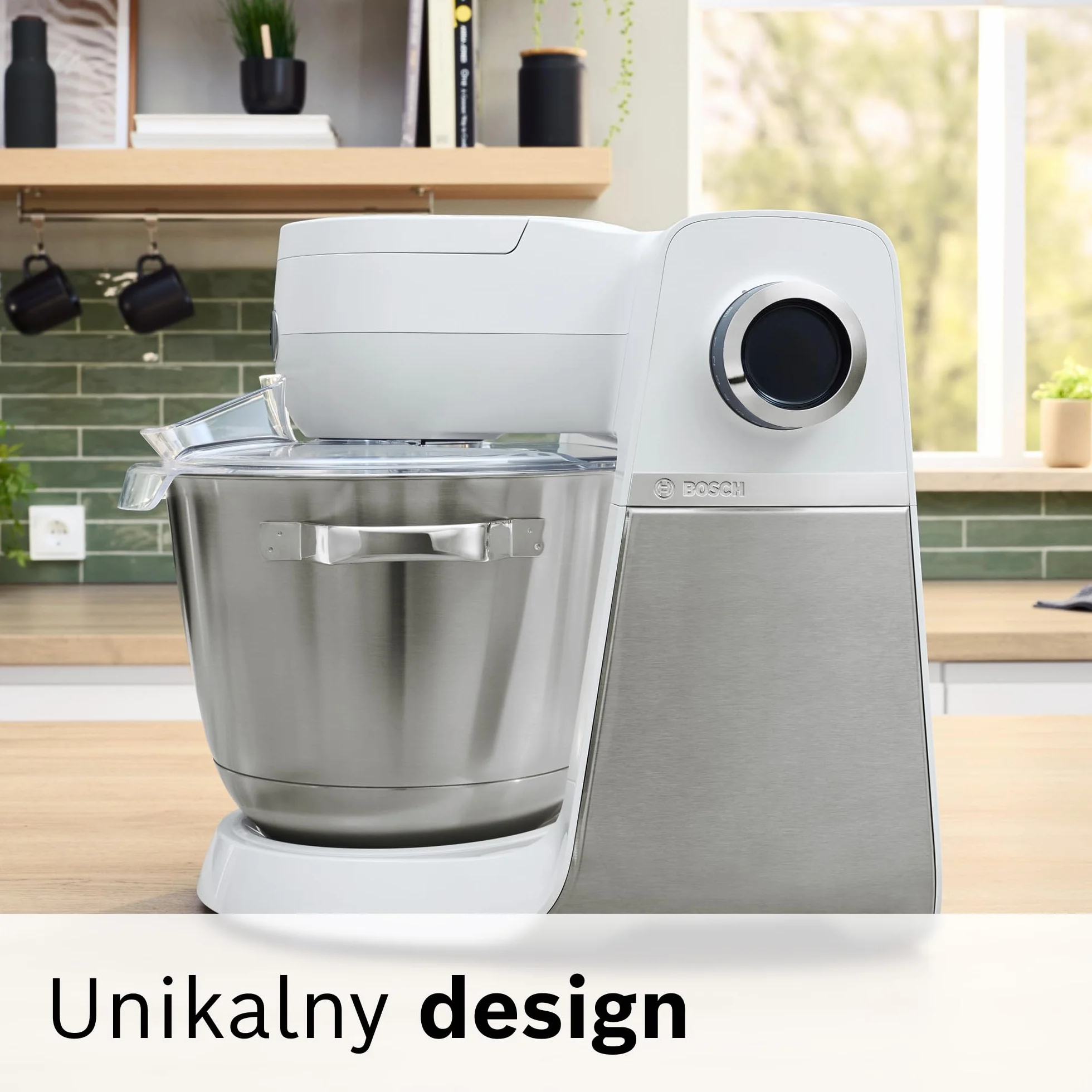 Bosch, robot kuchenny, Series 6, 1600 W, mieszanie planetarne 3D, zestaw cukierniczy, tarka wielofunkcyjna, szklany blender ThermoSafe, biało-srebrny ze stali nierdzewnej, MUMS6EW22