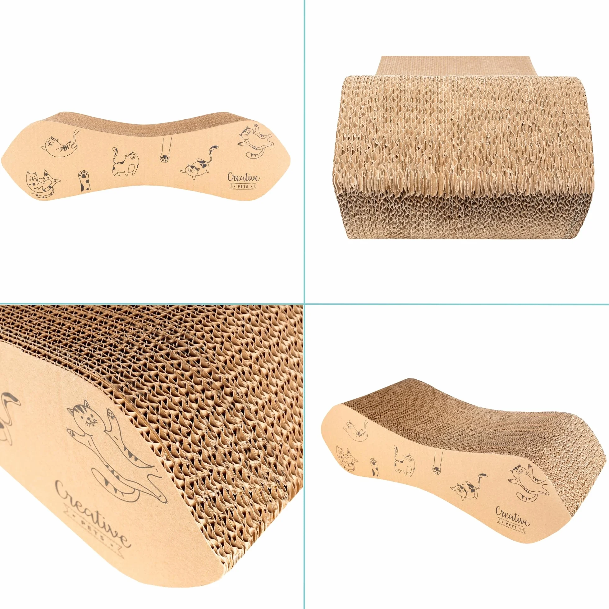 Drapak dla Kota Duży 57 x 21 x 16 cm Dwustronny Karton do Drapania Naturalny