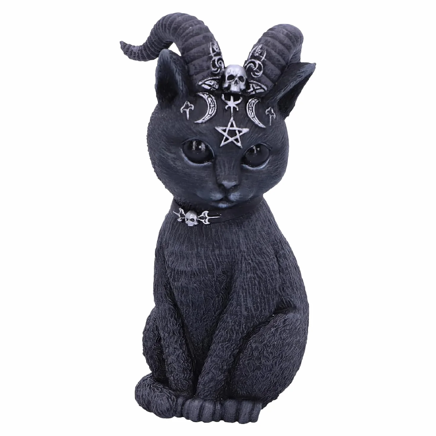 Nemesis Now Pawzuph Horned okkult kot, żywica poliestrowa, czarny i srebrny, 11 cm