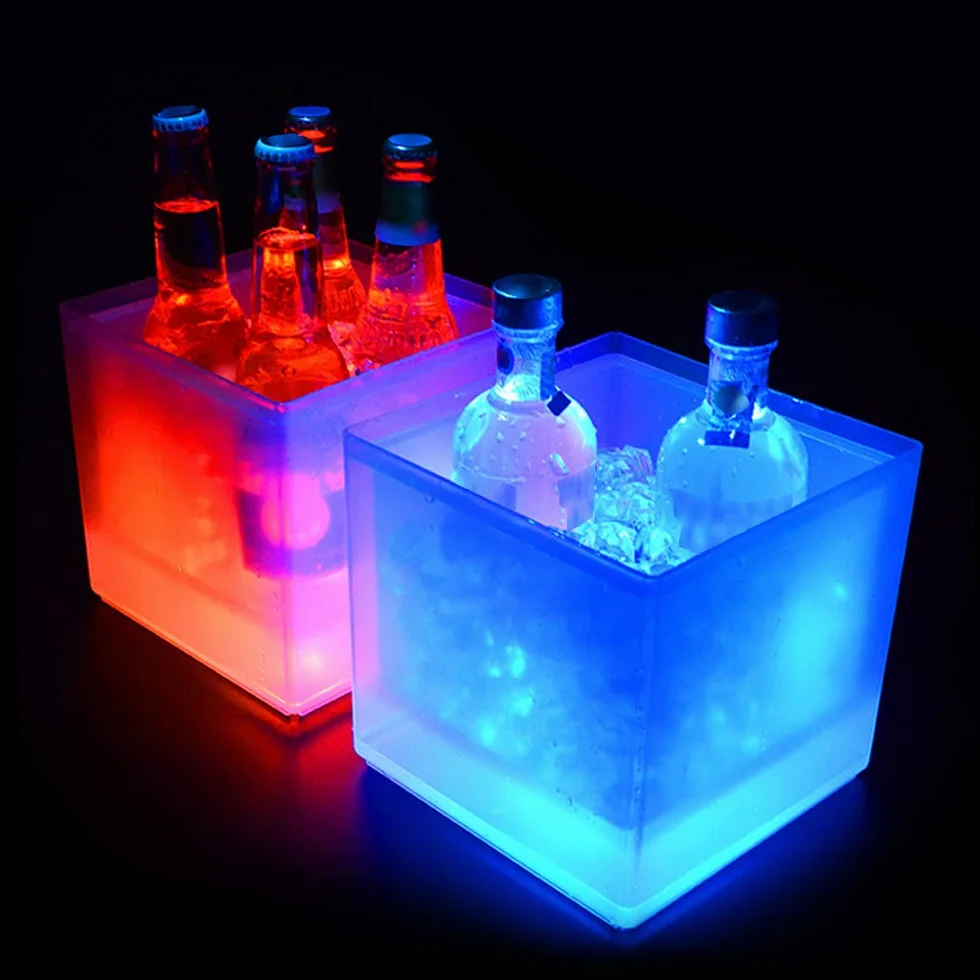 Pojemnik na lód LED, 3,5 l, chłodziarka do szampana, kolorowy LED, chłodzący szampan, szampan, wino, piwo, na imprezę, do baru lub klubu