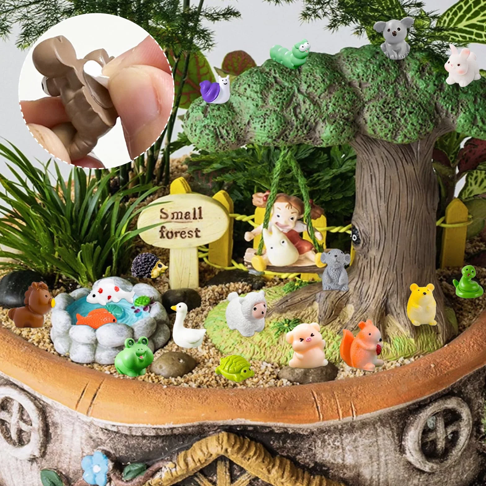 Zestaw 50 miniaturowych figurek zwierząt z żywicy do domku dla lalek DIY