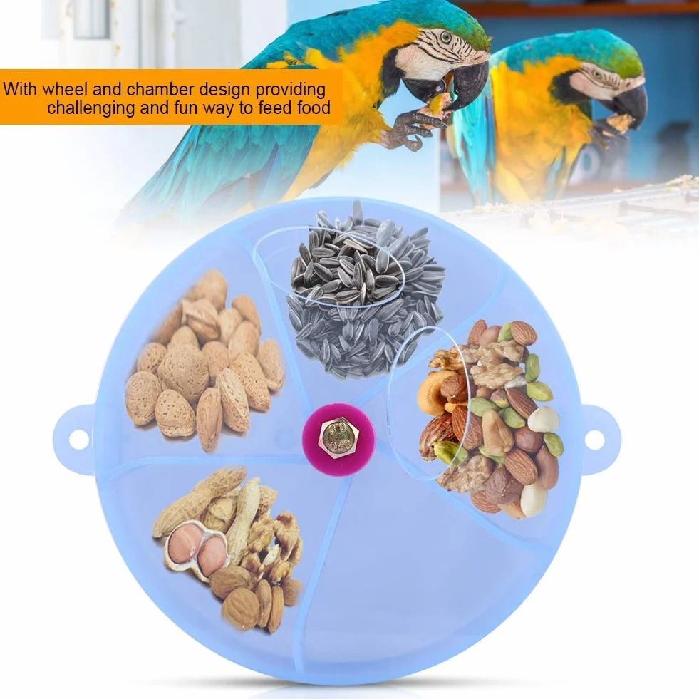 AMONIDA Bird Pet Foraging Feeder 5 gniazdek dla ptaków pióro klatkowe dla ptaków pióro dla ptaków Feeder, ptaki Feed Toy, dla silnych kokatielsów (niebieski)