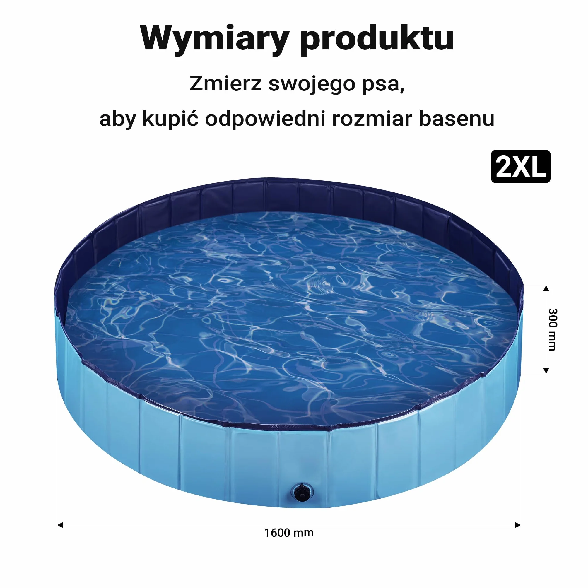 Fudajo Basen dla psa o wymiarach 160 x 30 cm, składany basenik ogrodowy z wzmocnioną krawędzią i antypoślizgowym spodem