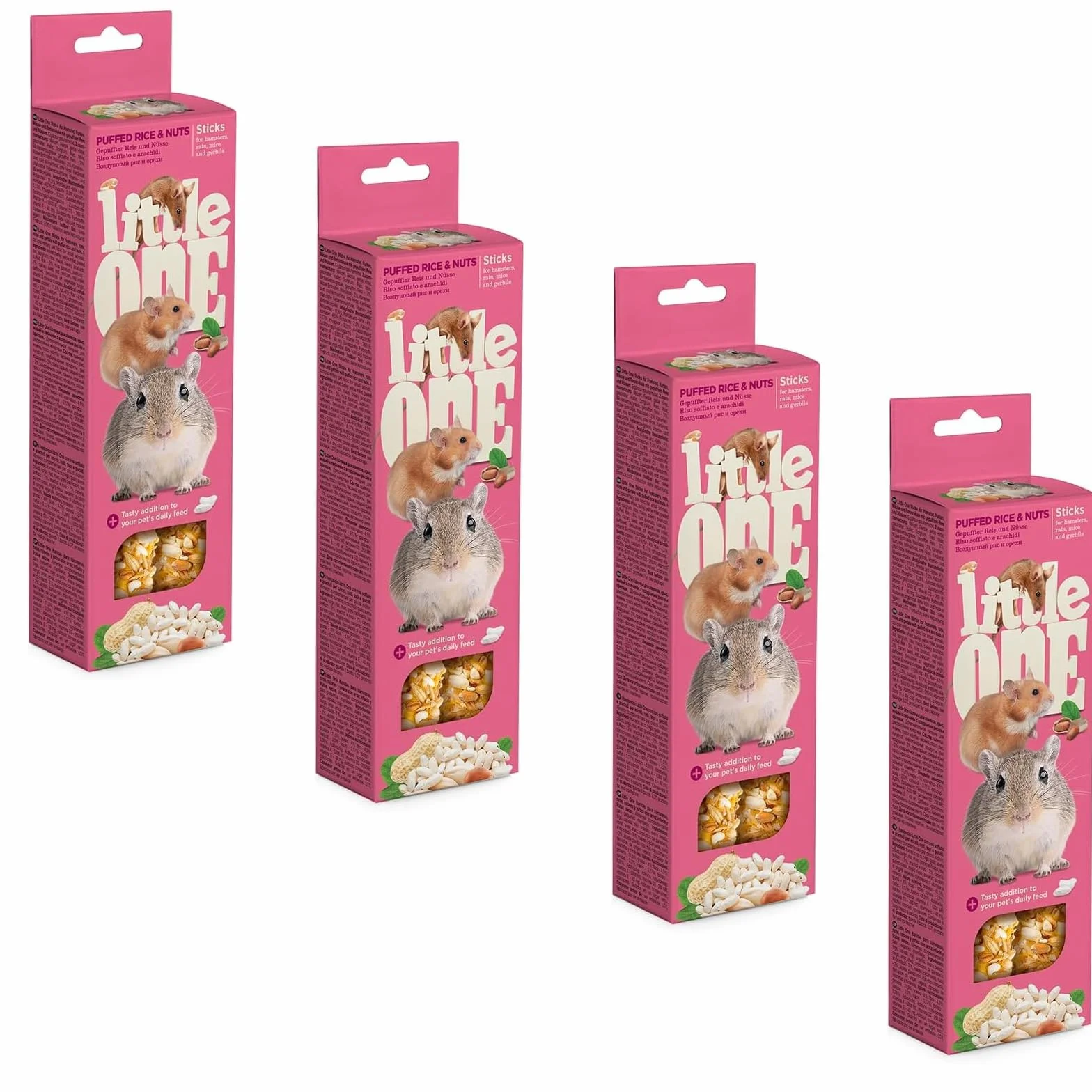 Little One Patyczki dla gryzoni z dmuchanym ryżem i orzechami 4 x 110 g