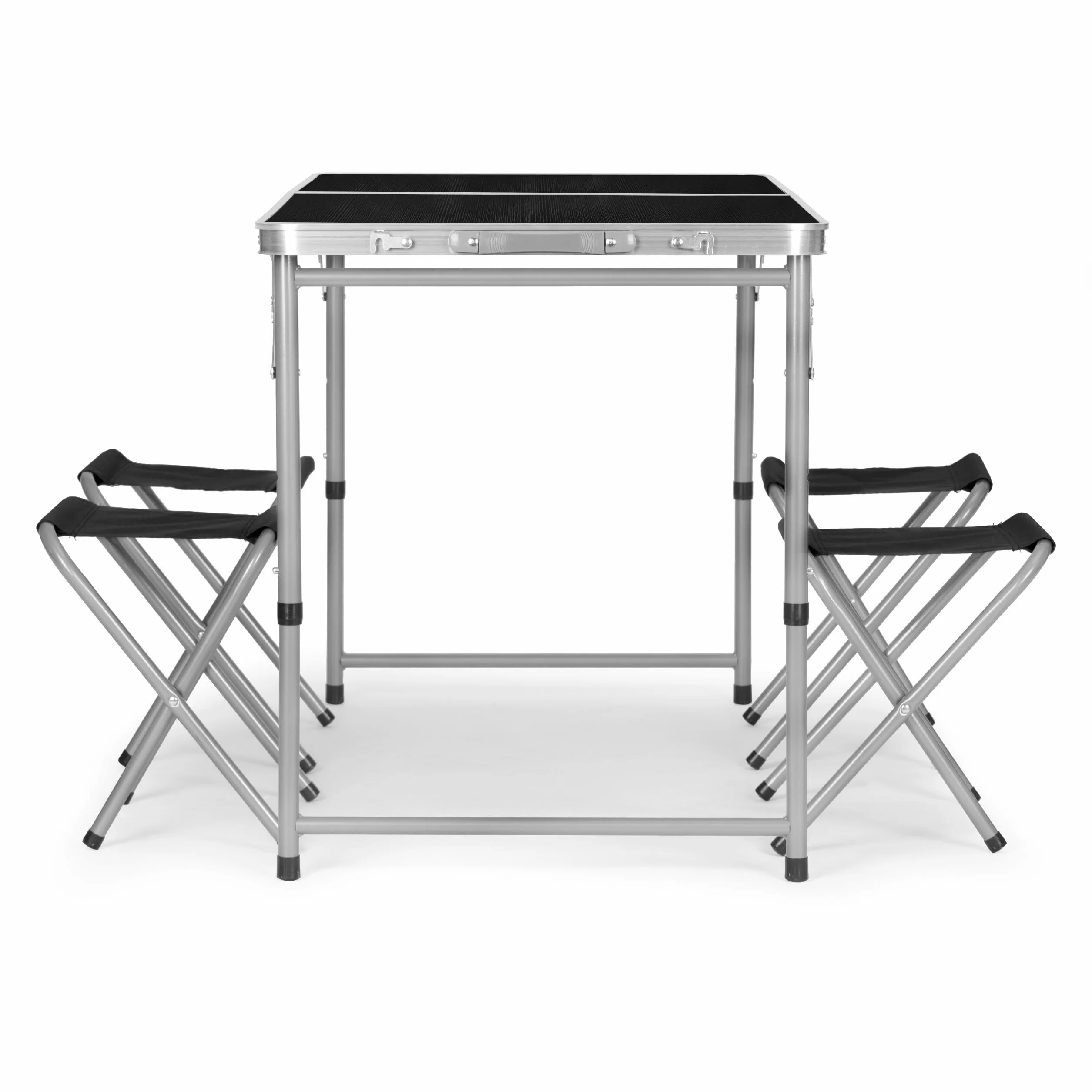 Stolik turystyczny stół składany ogrodowy walizka z uchwytem do przenoszenia i regulacją wysokości i zestawem 4 krzesełek 120x60x70 cm ciemno szary (G-339)