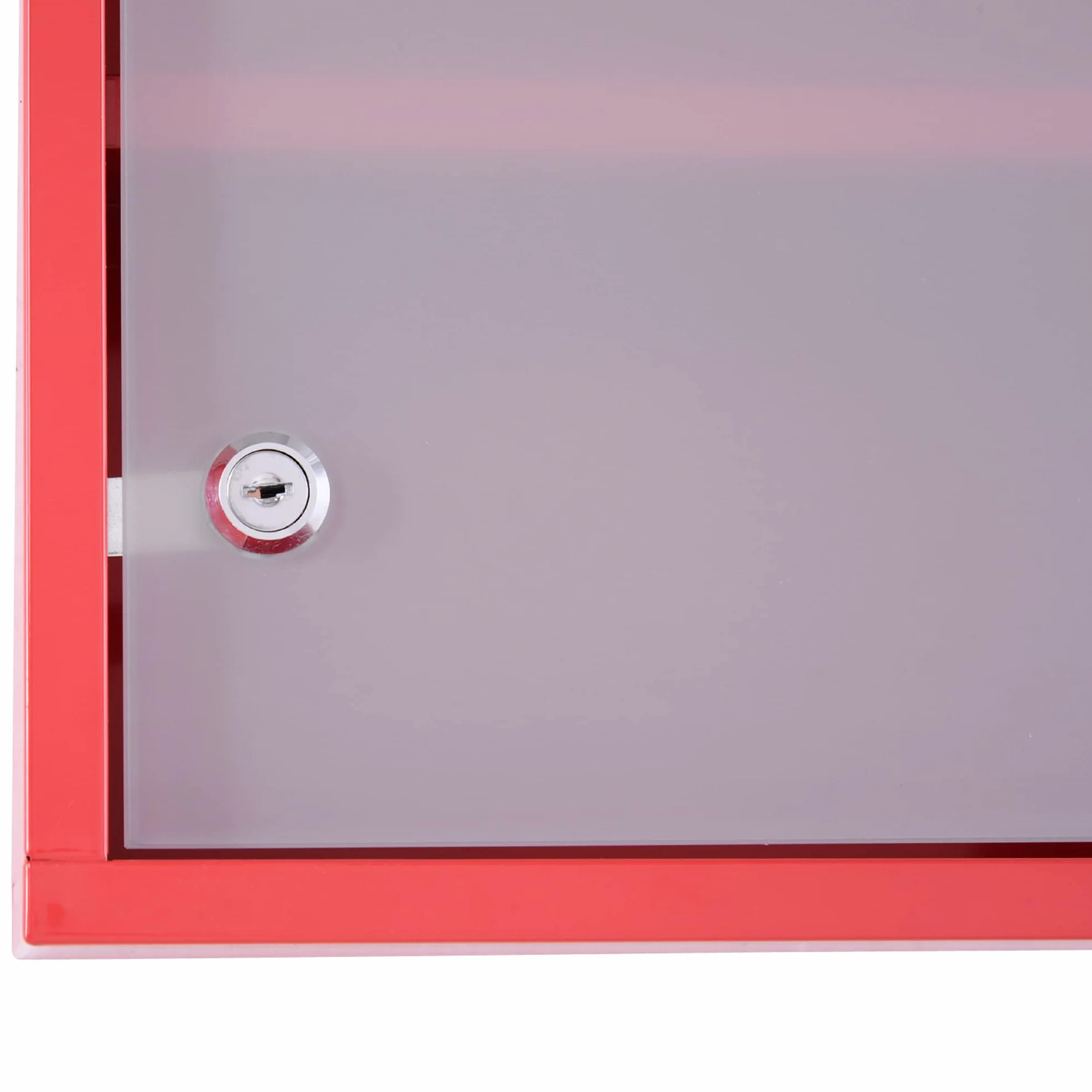 HOMCOM Szafka na leki 3 półki 4 poziomy zamykana na drzwi matowe szkło hartowane Logo Krzyż 30 l x 12 l x 60H cm Stal Czerwona