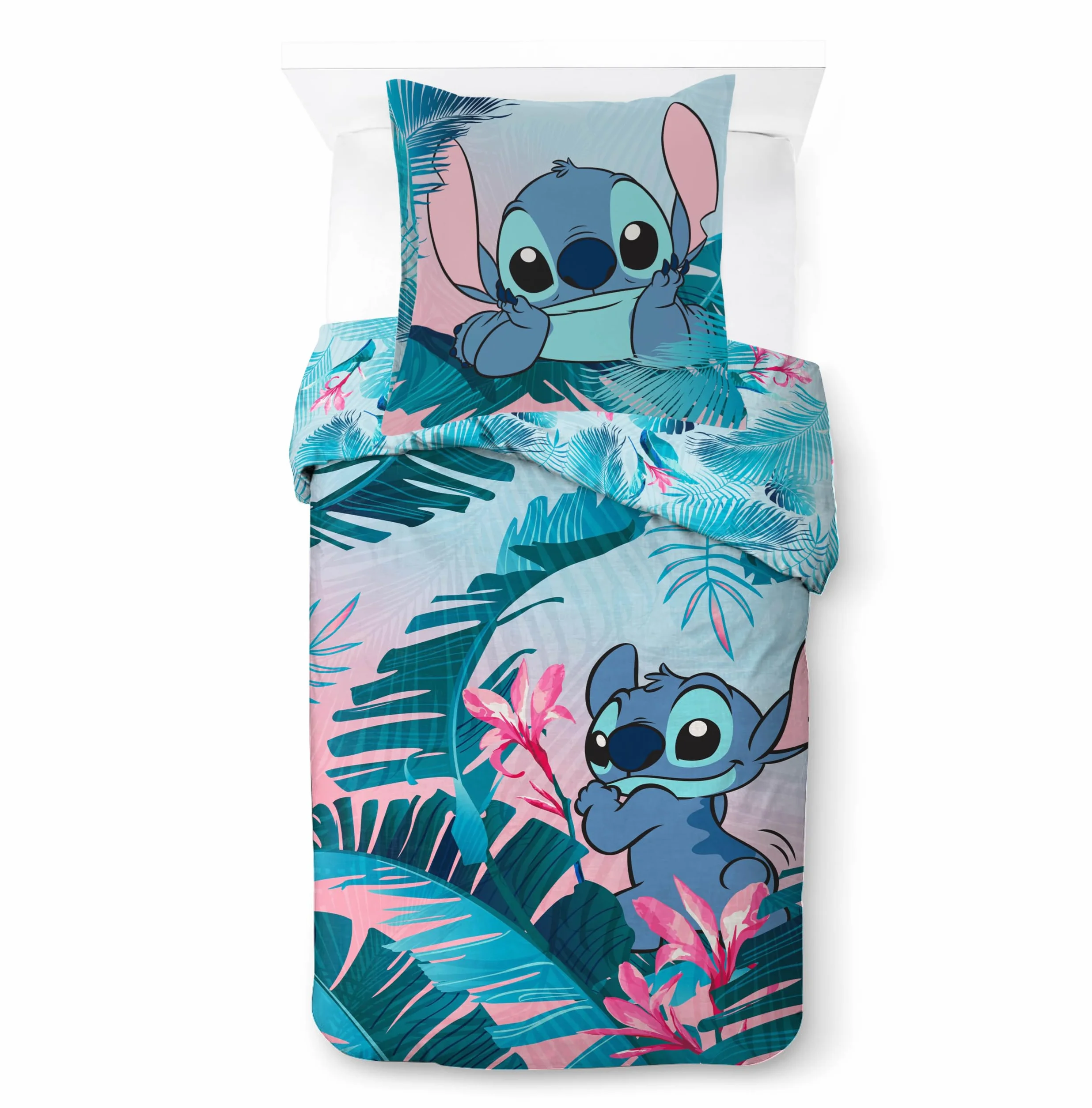 Jay Franco Kids Disney Lilo and Stitch Zestaw pościeli - super miękka pościel z poszewką na poduszkę, TYLKO POSIWKA, kołdra nie wchodzi w skład zestawu, wielokolorowa, 2 części, pojedyncza