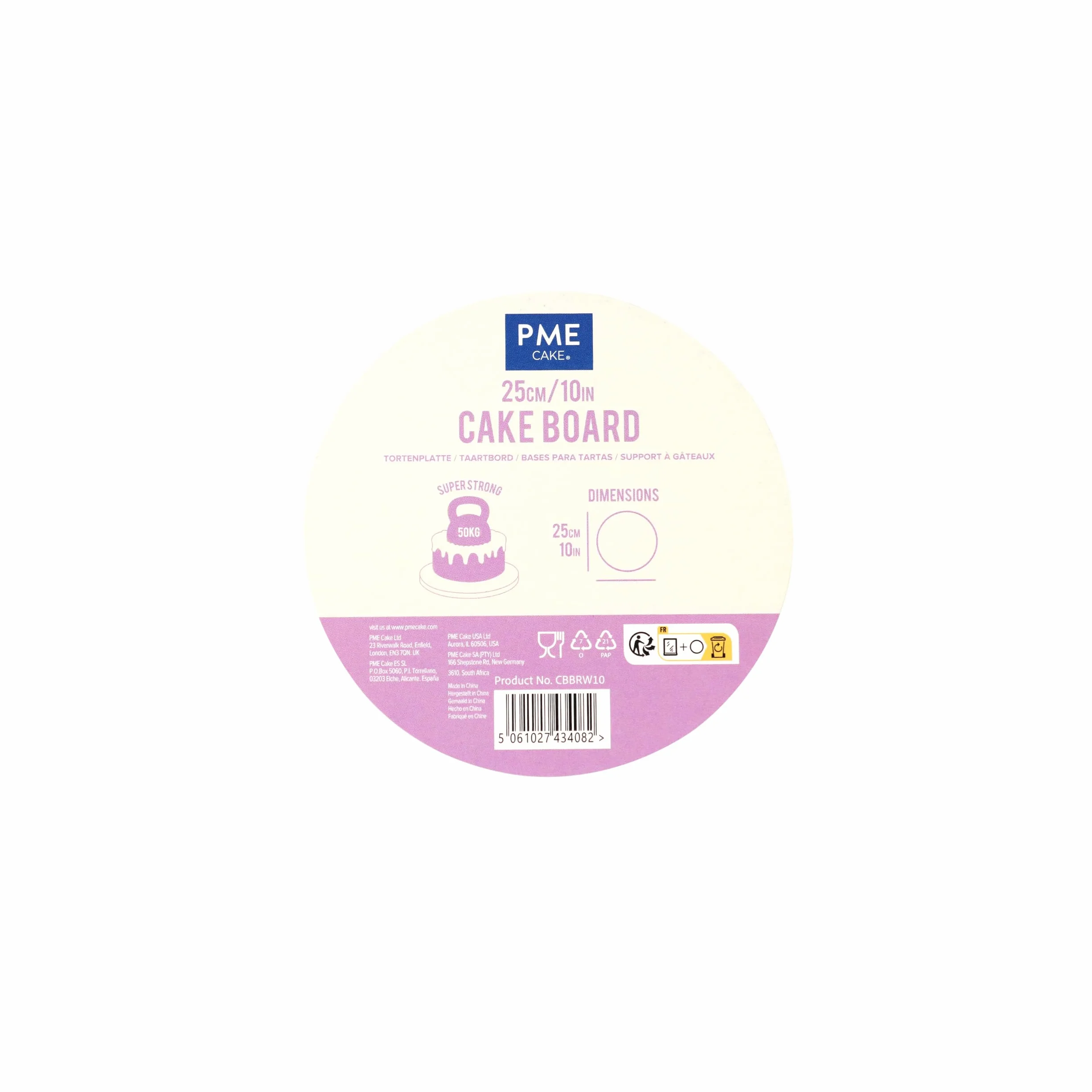 PME Okrągła deska do ciasta z gładką krawędzią, biała (10 cali/25 cm)