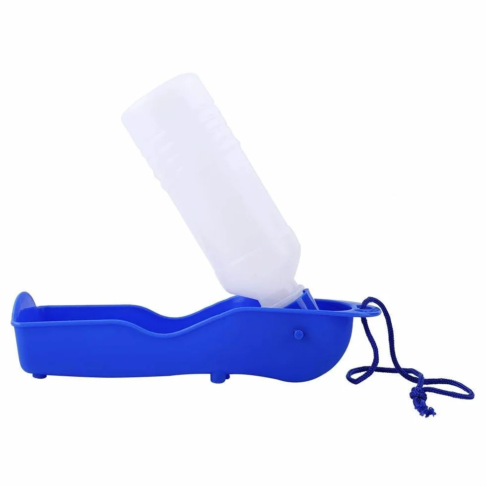 Butelka do picia Psy Podróżna butelka wody pitnej 250 ml / 500 ml Przenośna butelka podróżna dla zwierząt Psy Koty Dozownik wody Składana butelka do picia dla psów (500 ml-niebieska)