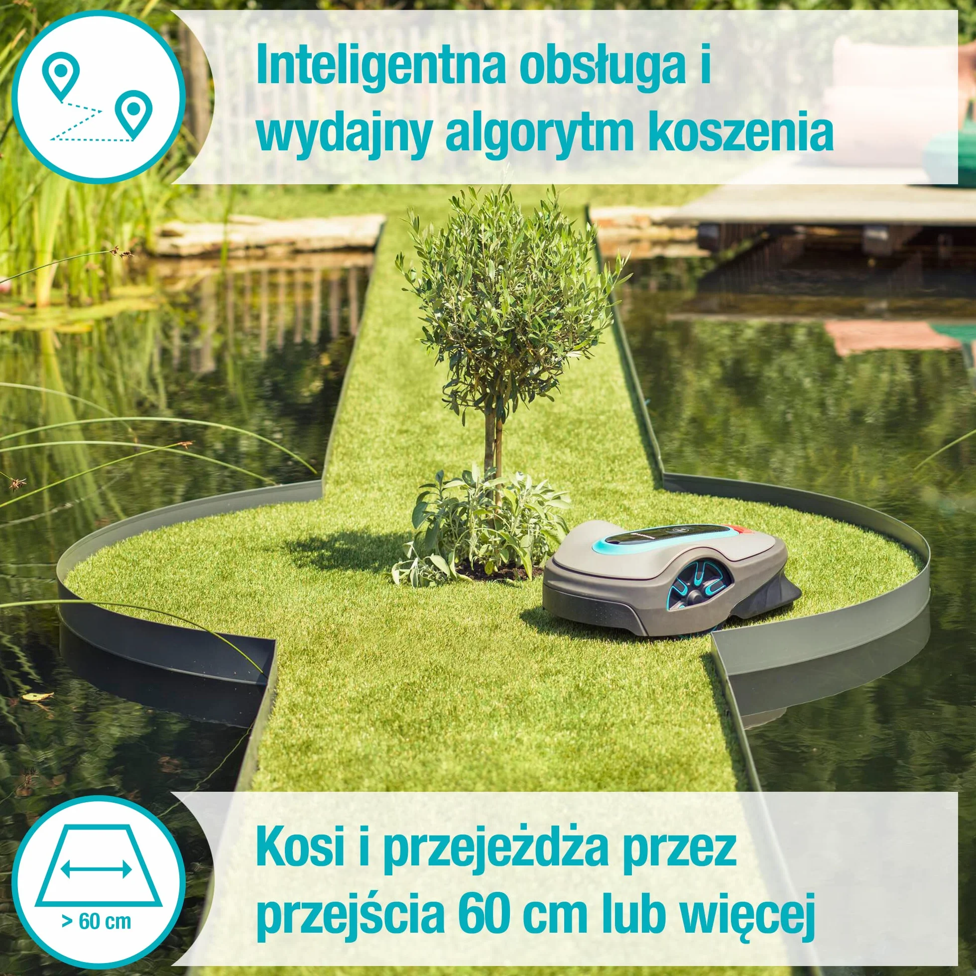 Gardena robot koszący SILENO city 600 m²: Robot koszący do 600 m², precyzyjne koszenie, ustawienia i konfiguracja w aplikacji Gardena Bluetooth, wersja PL (15010-32)