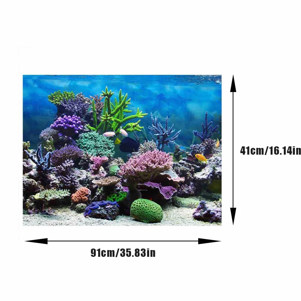3D dekoracja do akwarium plakat podwodny koral naklejka PVC 91x41 cm