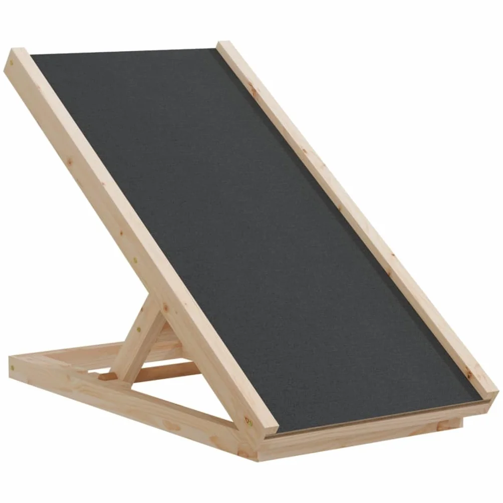 Rampa dla psa z litego drewna jodłowego 70x35 cm szara