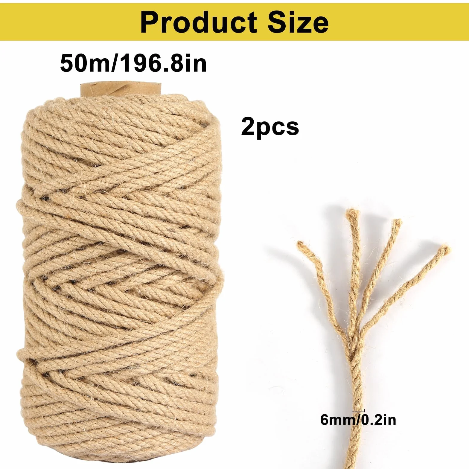 Linka sizalowa 50 m 6 mm naturalna do drapaka dla kota