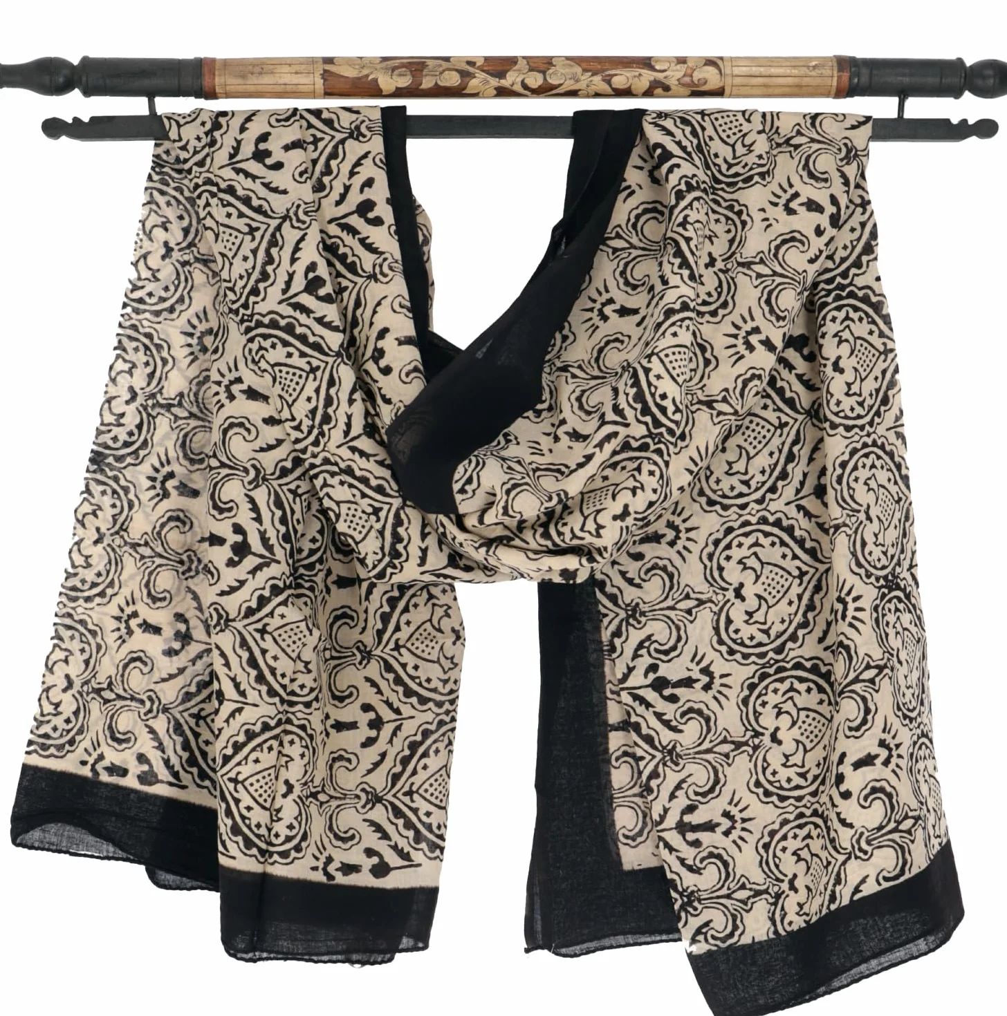 GURU SHOP Lekki pareo, sarong, ręcznik bawełniany z ręcznie nadrukiem, męski/damski, biały, bawełna, rozmiar: uniwersalny, ręczniki z nadrukiem, alternatywna odzież
