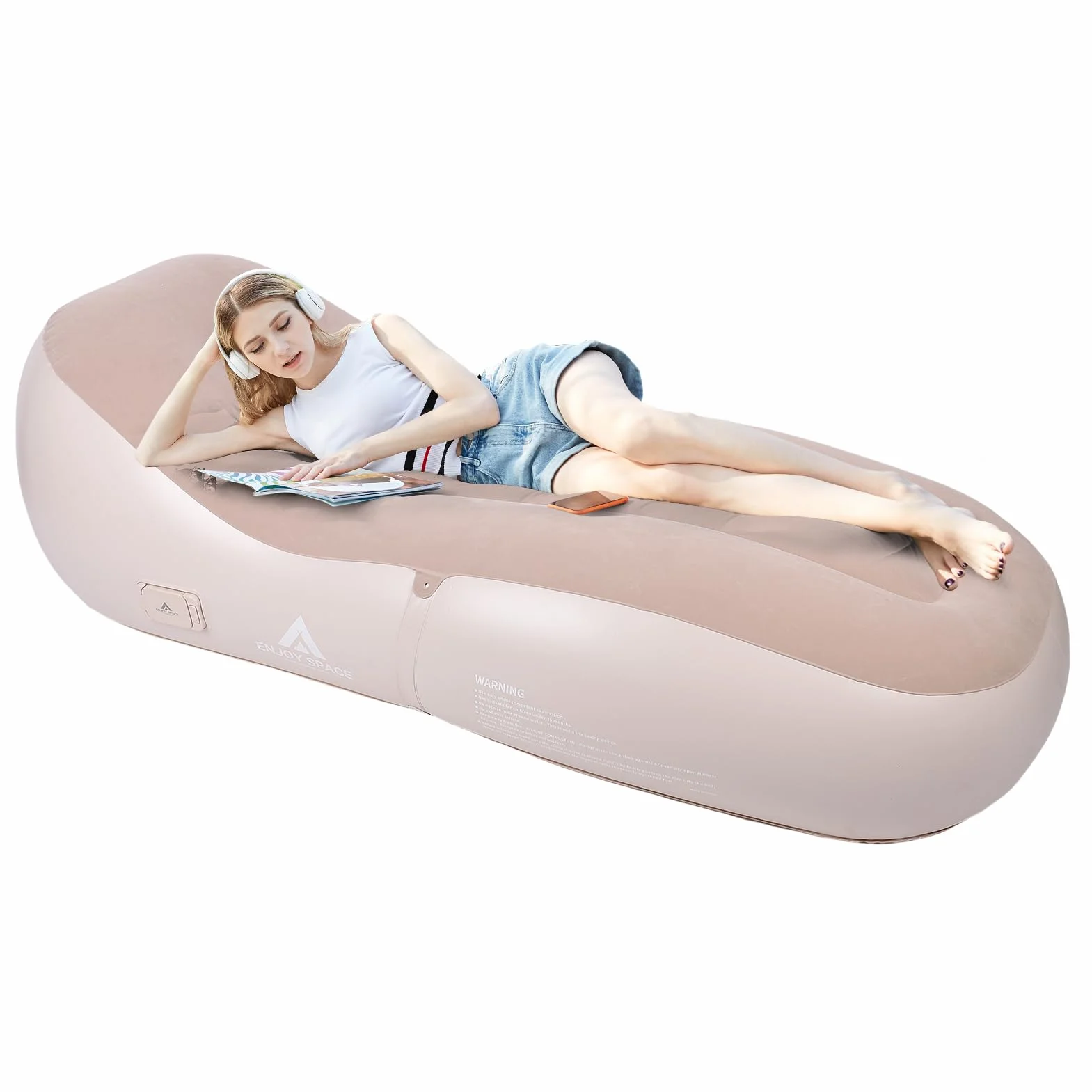 Sofa Powietrzna, Nadmuchiwany Leżak Plażowy z PVC, Flokowana Powierzchnia, Przenośna, Dmuchana Sofa, Automatyczna Inflacja, Pojedyncza Sofa Kempingowa z wbudowaną pompą do Użytku