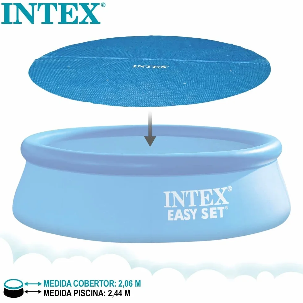 Intex Easy Pool Plandeka Solarna, Niebieski, 244 cm, 120 mikronów