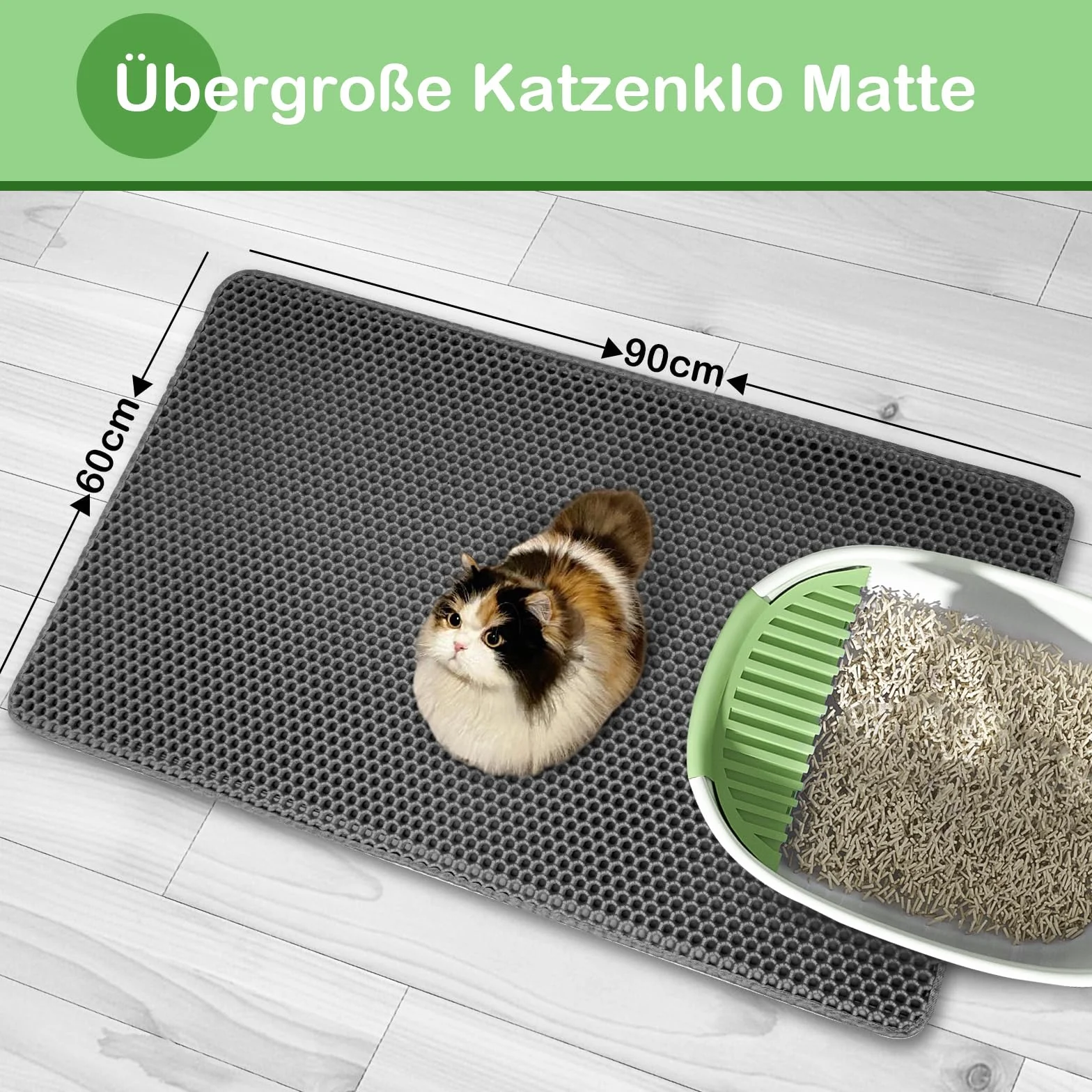 Mata do kuwety EVA 90x60 cm XXL wodoszczelna podkładka szara