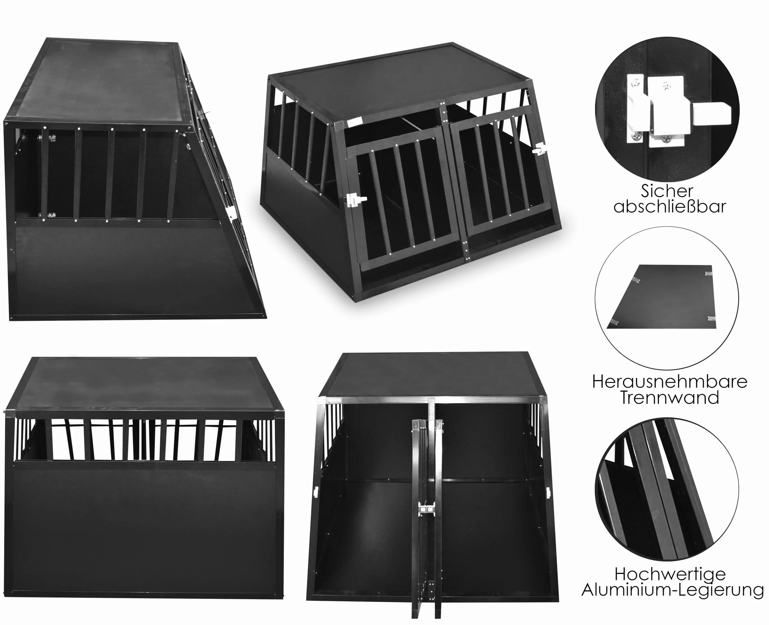 Defacto Aluminiowa skrzynka transportowa dla psów XXL 95 x 85 x 69 cm czarny