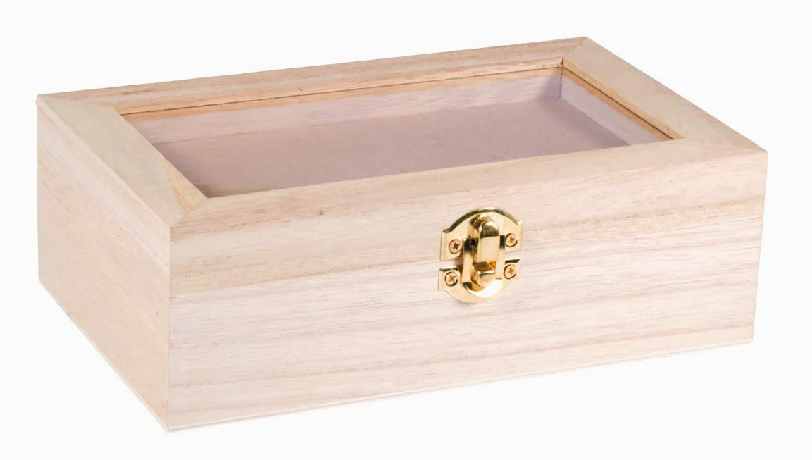 Rayher 62945505 drewniane pudełko z pokrywką, FSC100%, naturalne, 20 x 12,5 x 6,5 cm