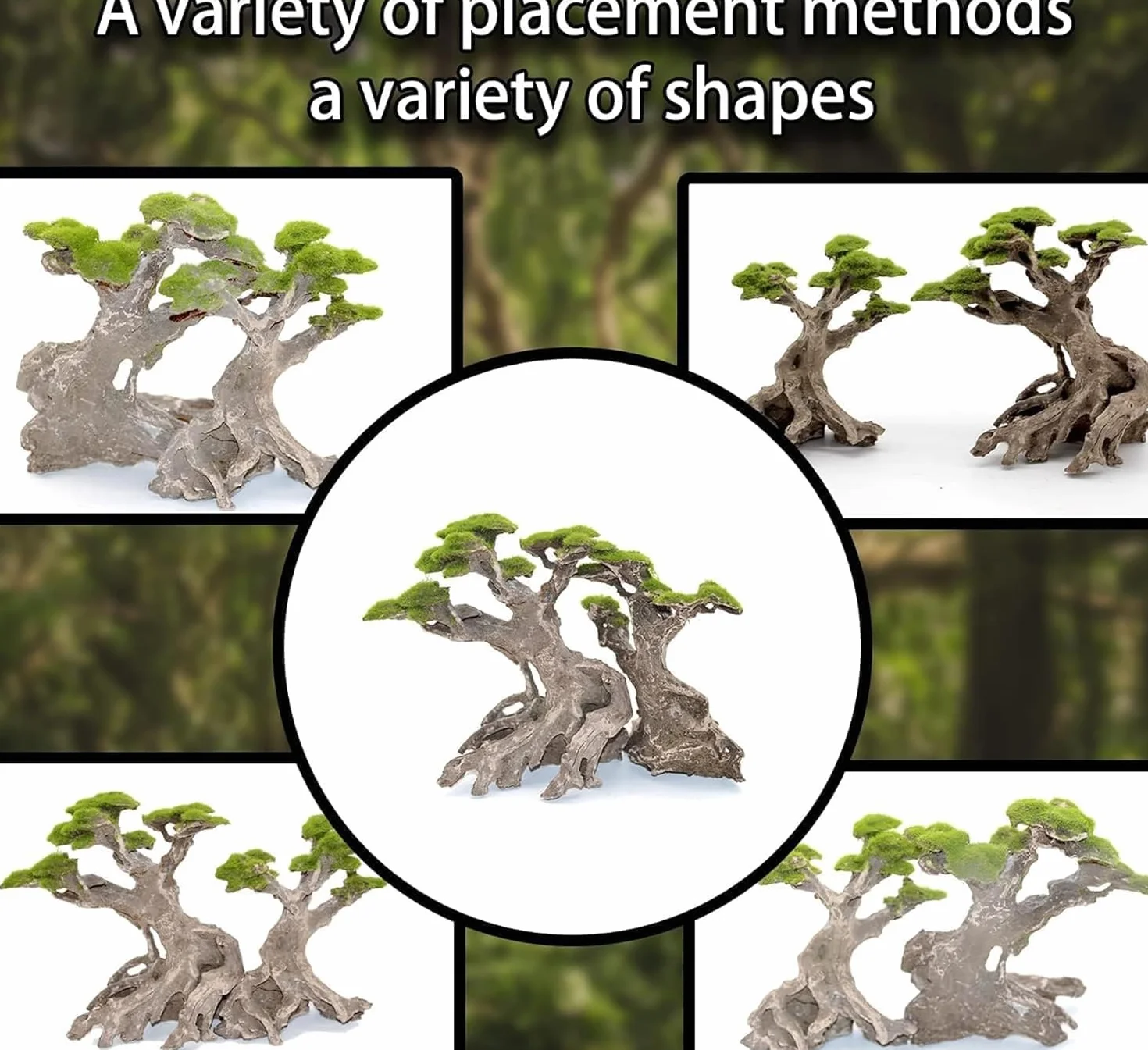 Novelsite Dekoracja akwarium Drzewa bonsai sztuczny mech skały akwariowe Aquascaping piaskowiec złota rybka Betta akcesoria