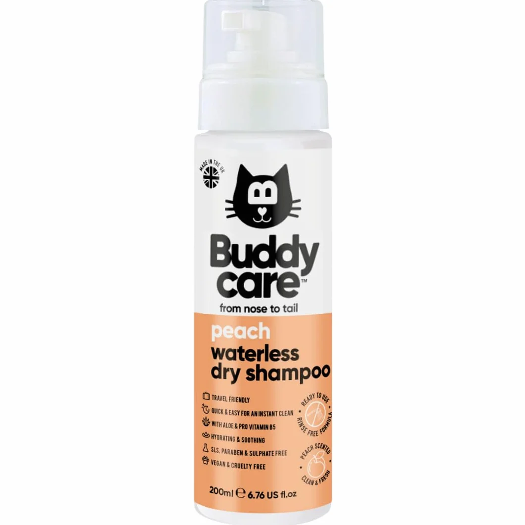 Buddycare Suchy szampon dla kotów bez spłukiwania 200ml z aloesem i pro-witaminą B5