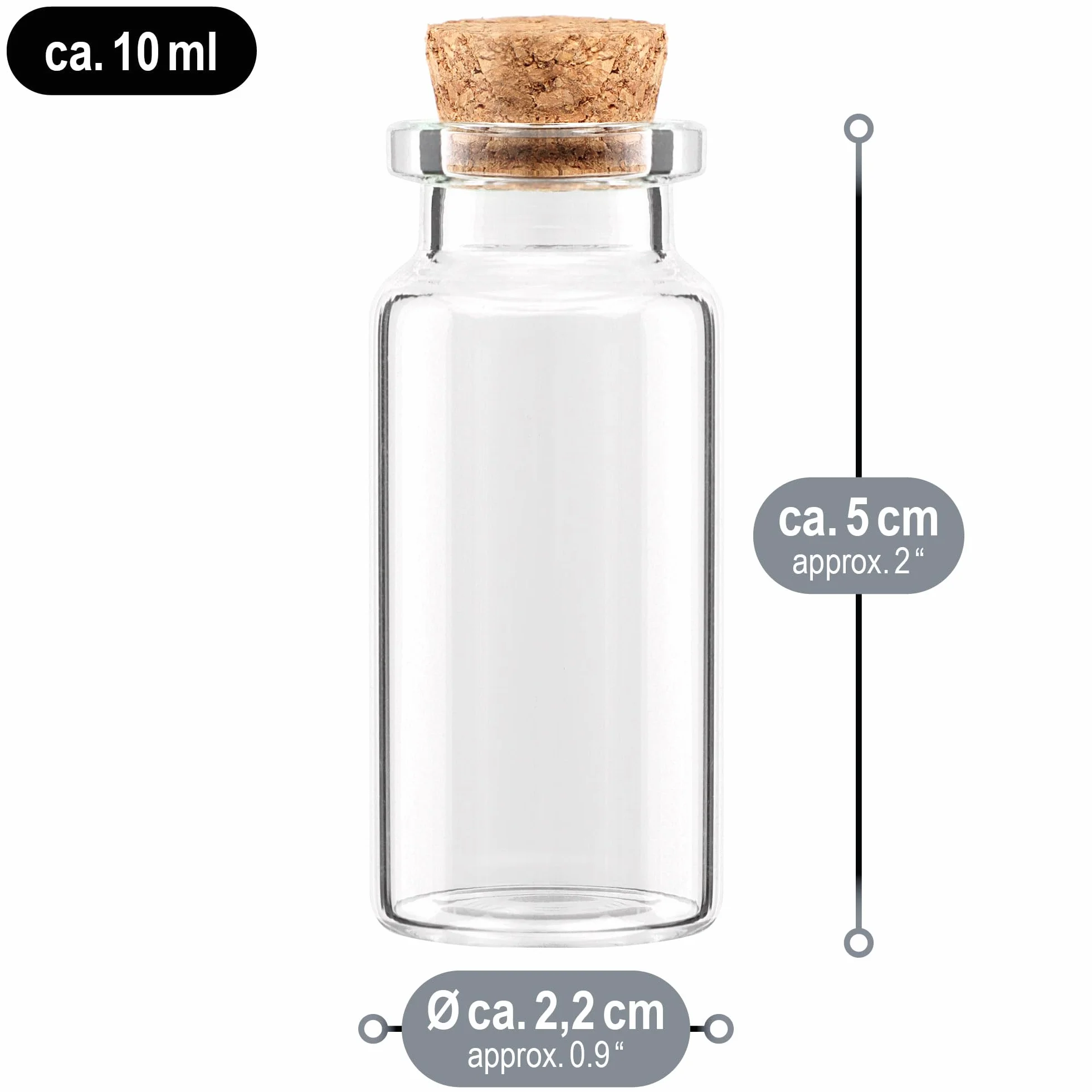 COM-FOUR® 30x sloiczki na przyprawy 10ml z korkiem, zestaw mini szklanych buteleczek, zestaw kieliszków upominkowych, przechowywanie olejków, przypraw, ziól lub herbaty (030 sztuk)