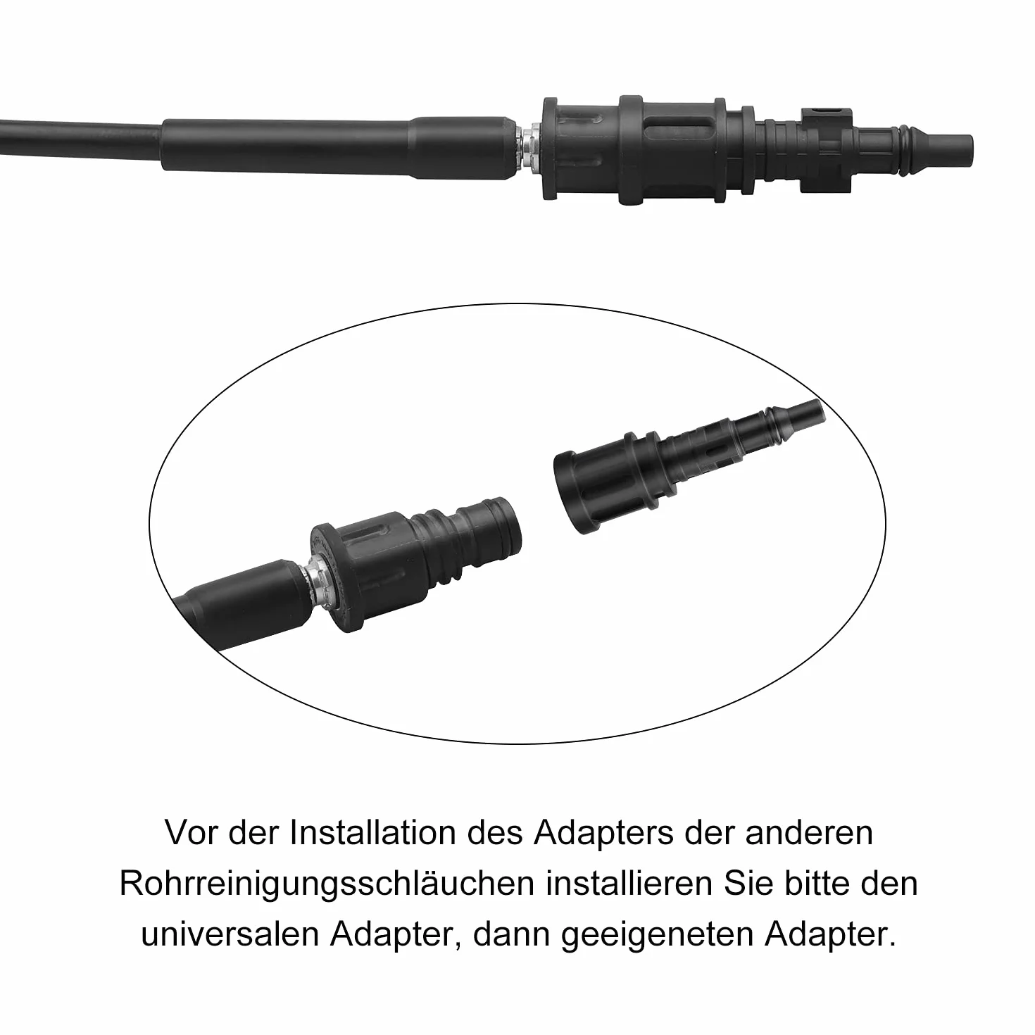 SWAWIS Wąż do czyszczenia 15 m, 180 bar, 60 °C, zestaw do czyszczenia rur, 5 adapterów Kärcher/Lavor/Interpump/Bosch