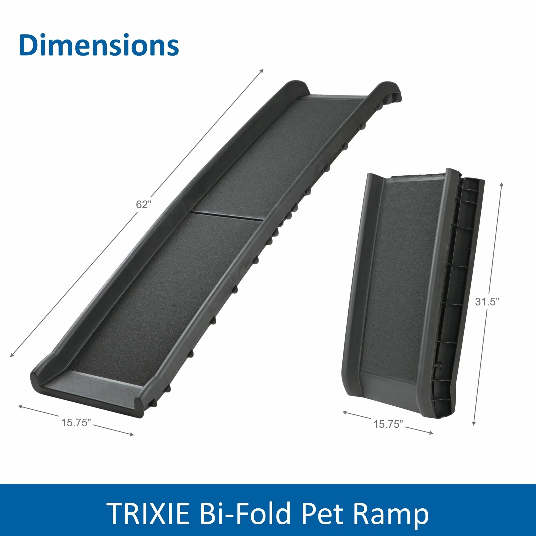 Trixie 3939 Składana Rampa Samochodowa dla Psa, 40 × 156 cm, Czarny