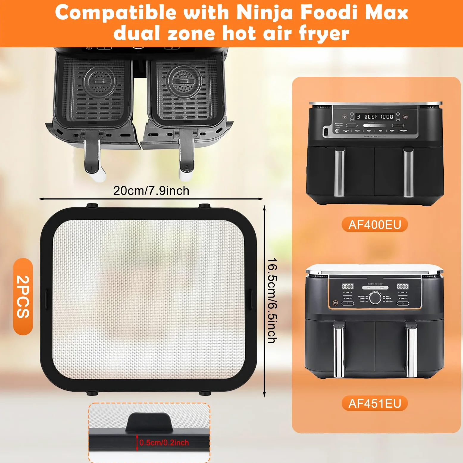 Osłona przeciwbryzgowa ze stali nierdzewnej do Ninja Foodi Max Dual Zone AF400EU i AF451EU, akcesoria do frytkownicy na gorące powietrze, kompatybilne z Ninja AF400EU/AF451EU, ochrona przed